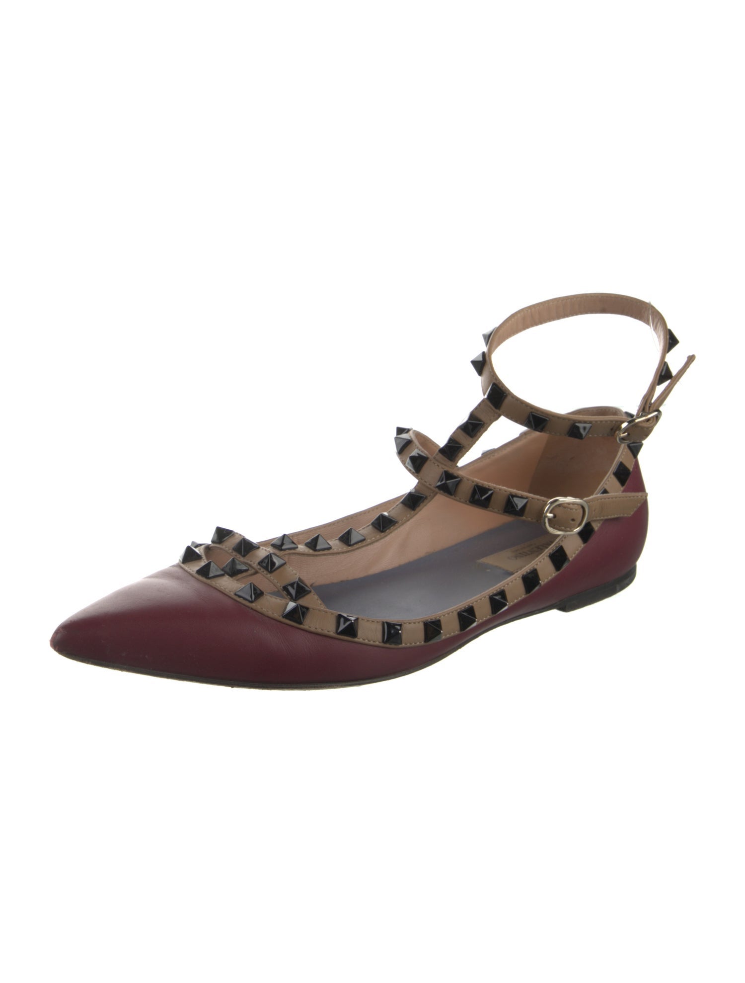 Valentino Rockstud Accents Leather Ballet Flats