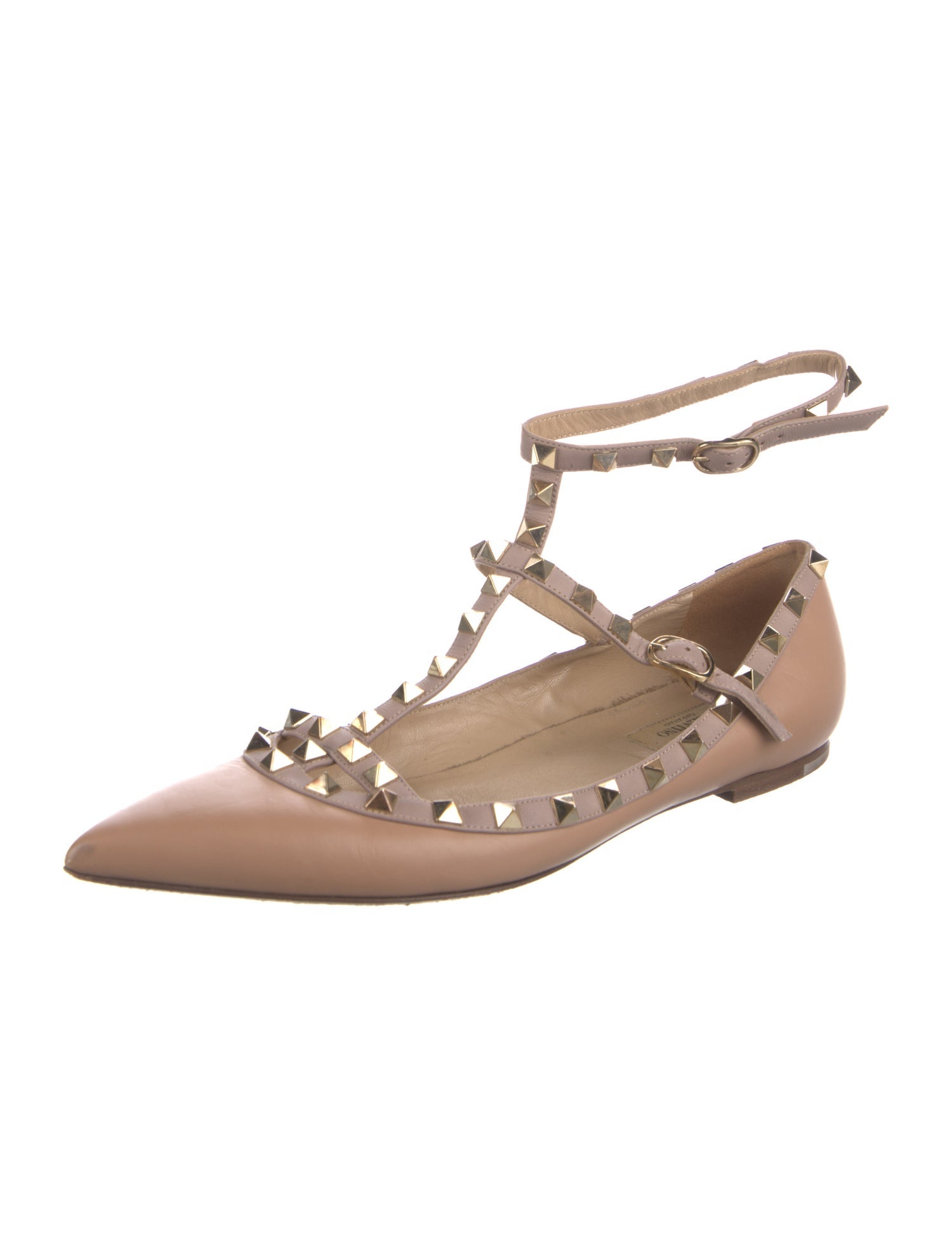 Valentino Rockstud Accents Leather Ballet Flats