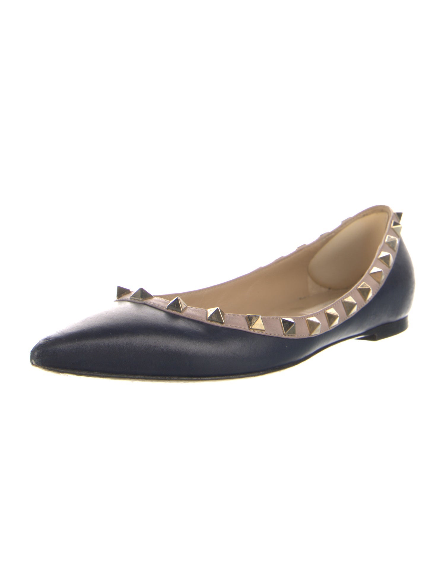 Valentino Rockstud Accents Leather Ballet Flats