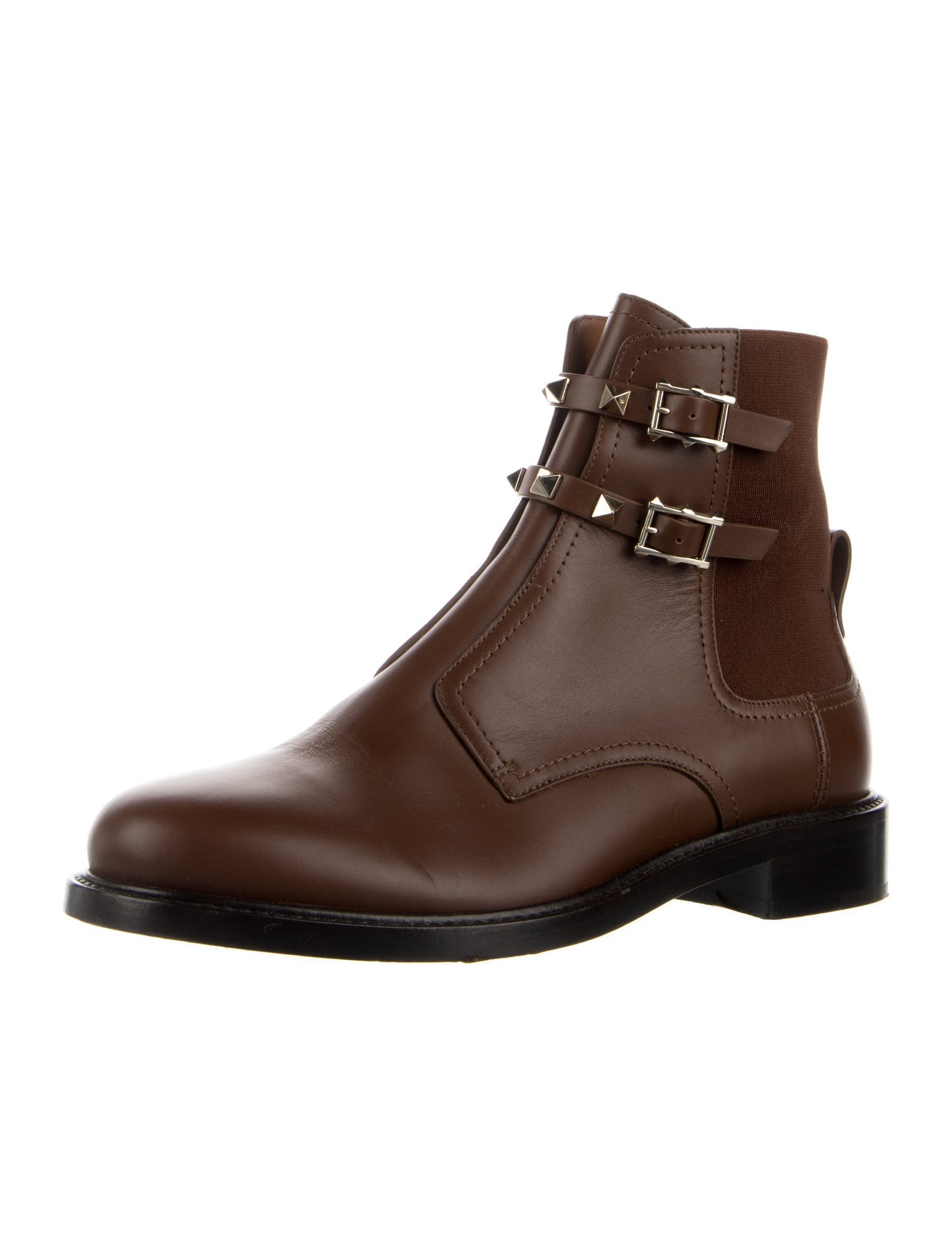 Valentino Rockstud Accents Leather Chelsea Boots