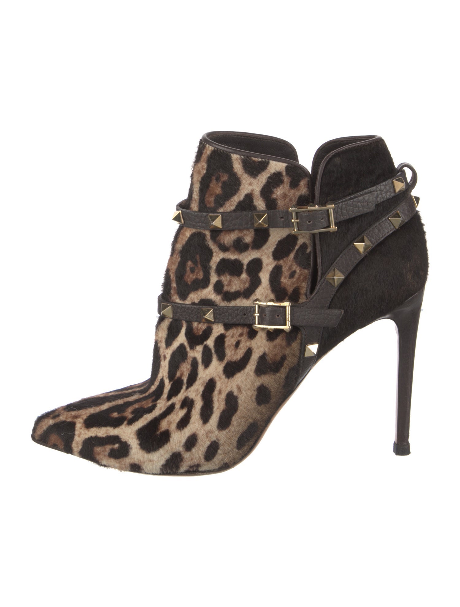 Valentino Rockstud Accents Ponyhair Moto Boots