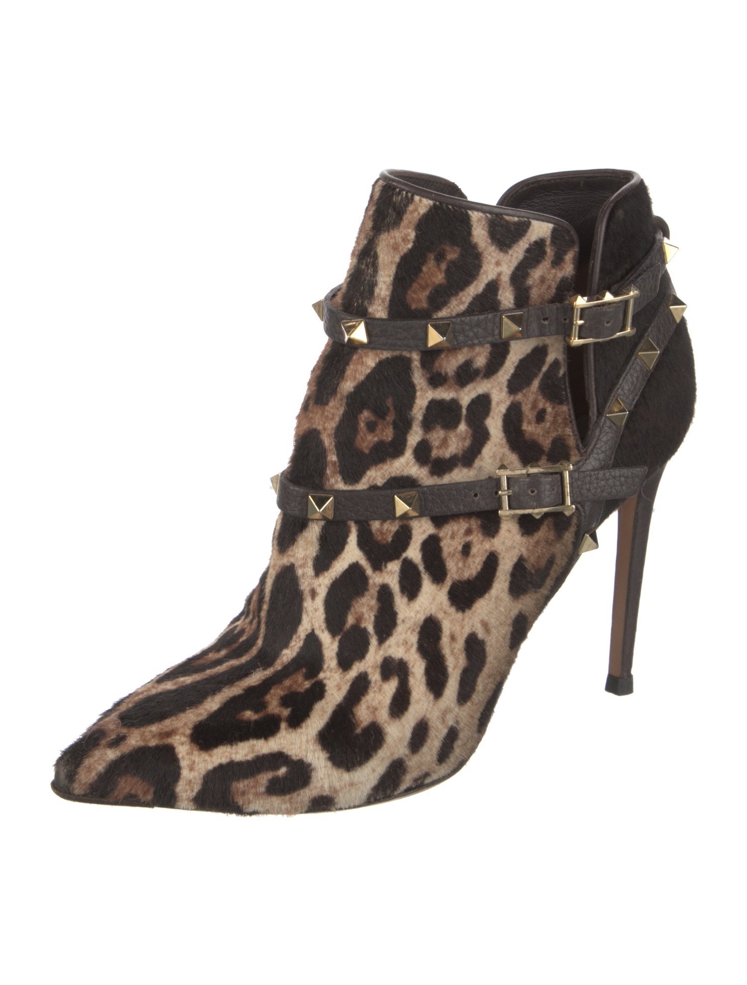 Valentino Rockstud Accents Ponyhair Moto Boots