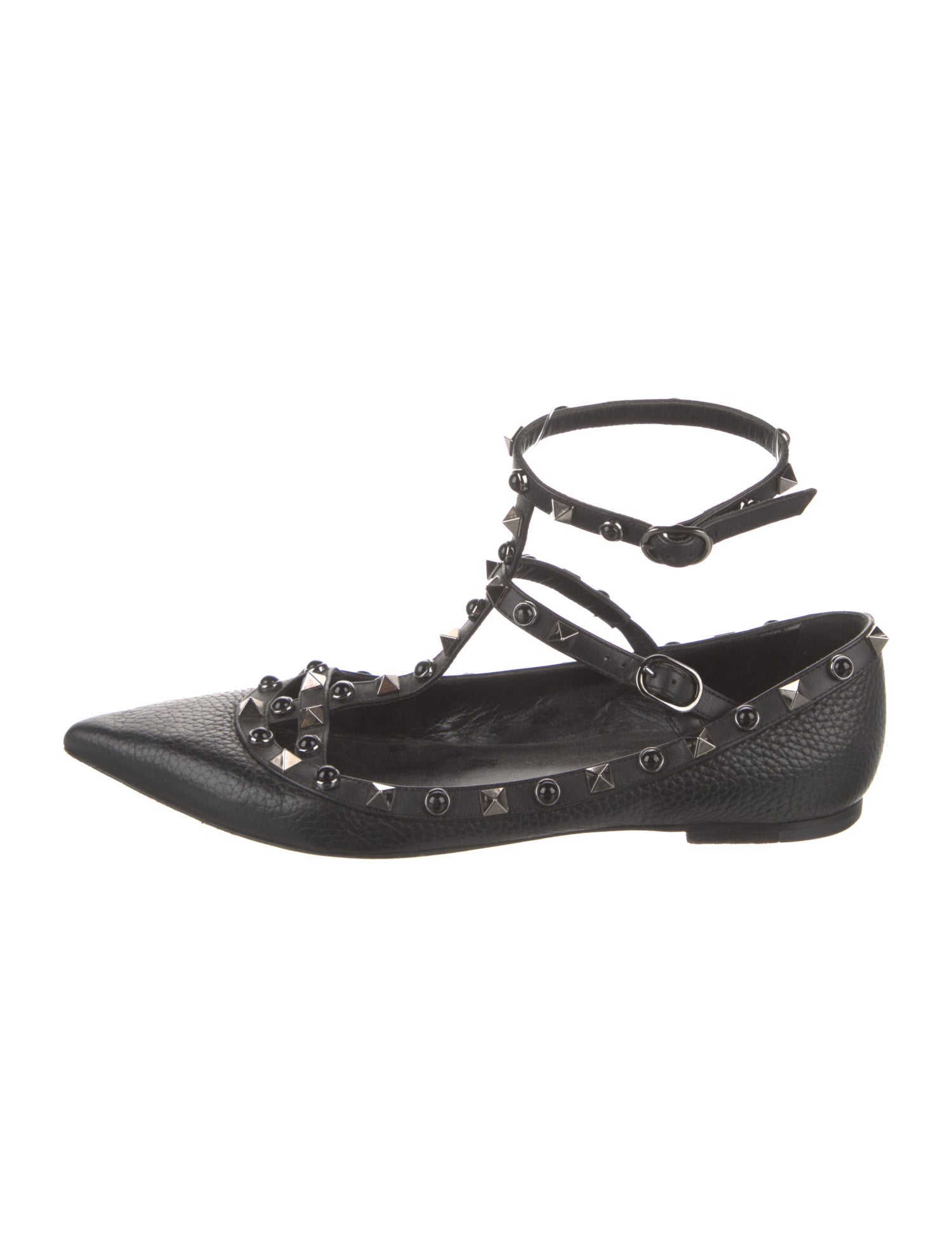 Valentino Rockstud Accents Leather Ballet Flats