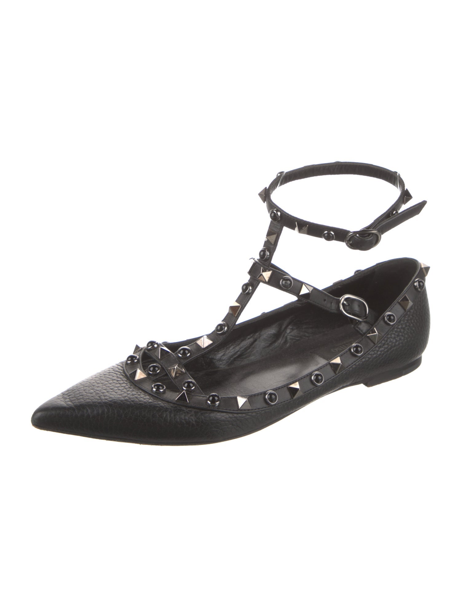 Valentino Rockstud Accents Leather Ballet Flats