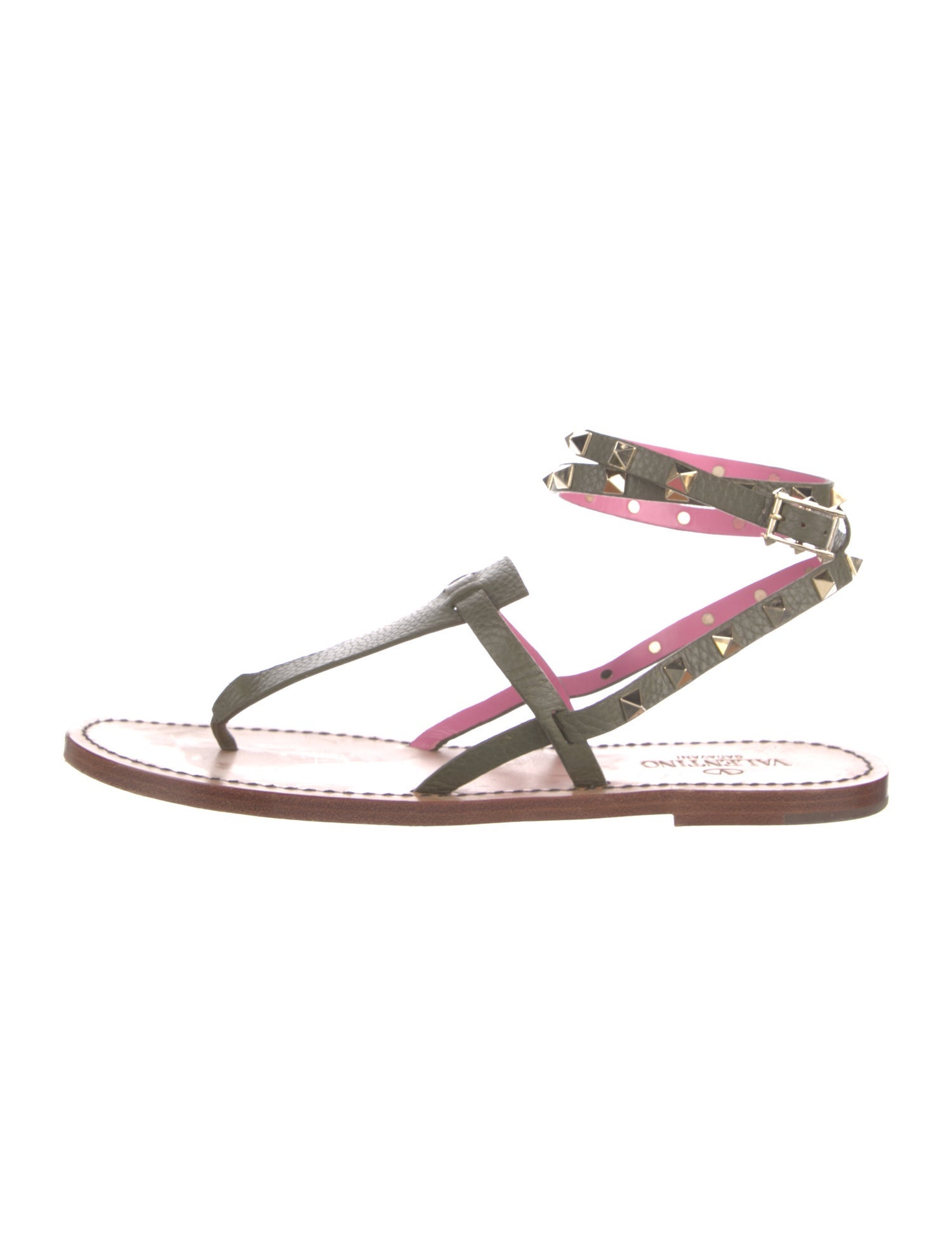 Valentino Rockstud Accents Leather Gladiator Sandals