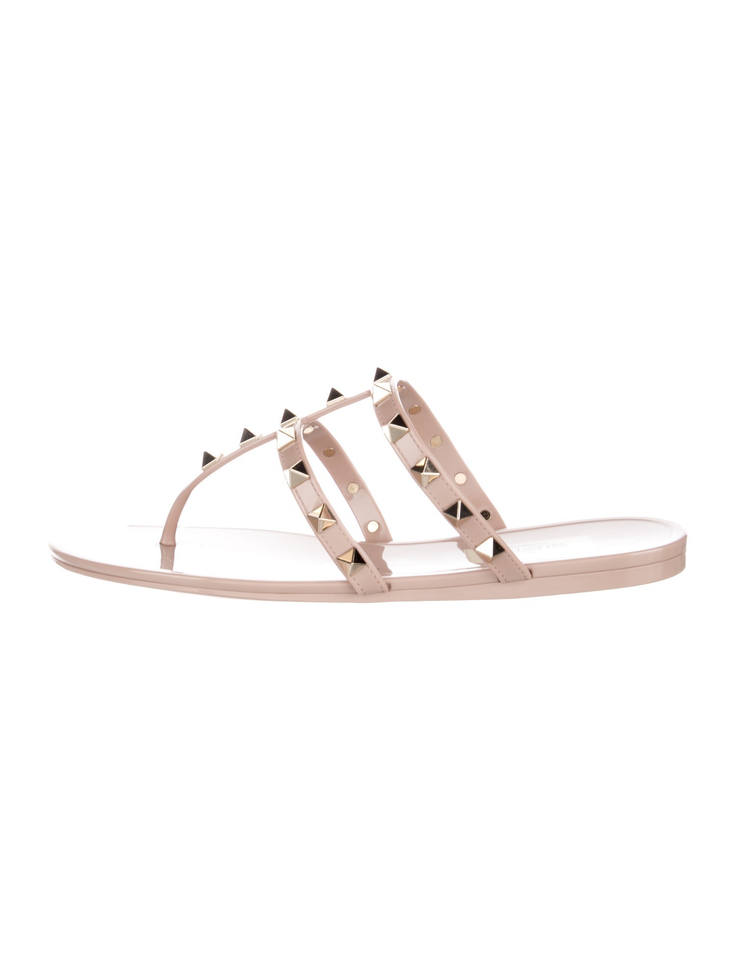 Valentino Rockstud Accents Rubber T-Strap Sandals