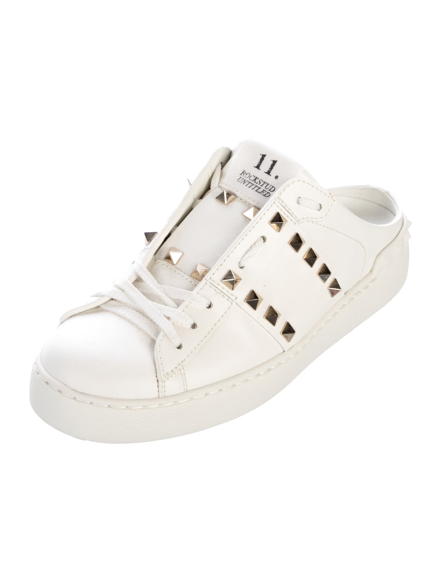 Valentino Rockstud Accents Leather Sneakers