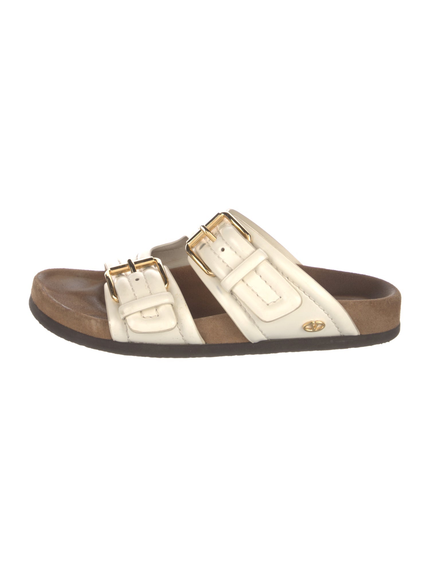 Valentino Leather Colorblock Pattern Slides