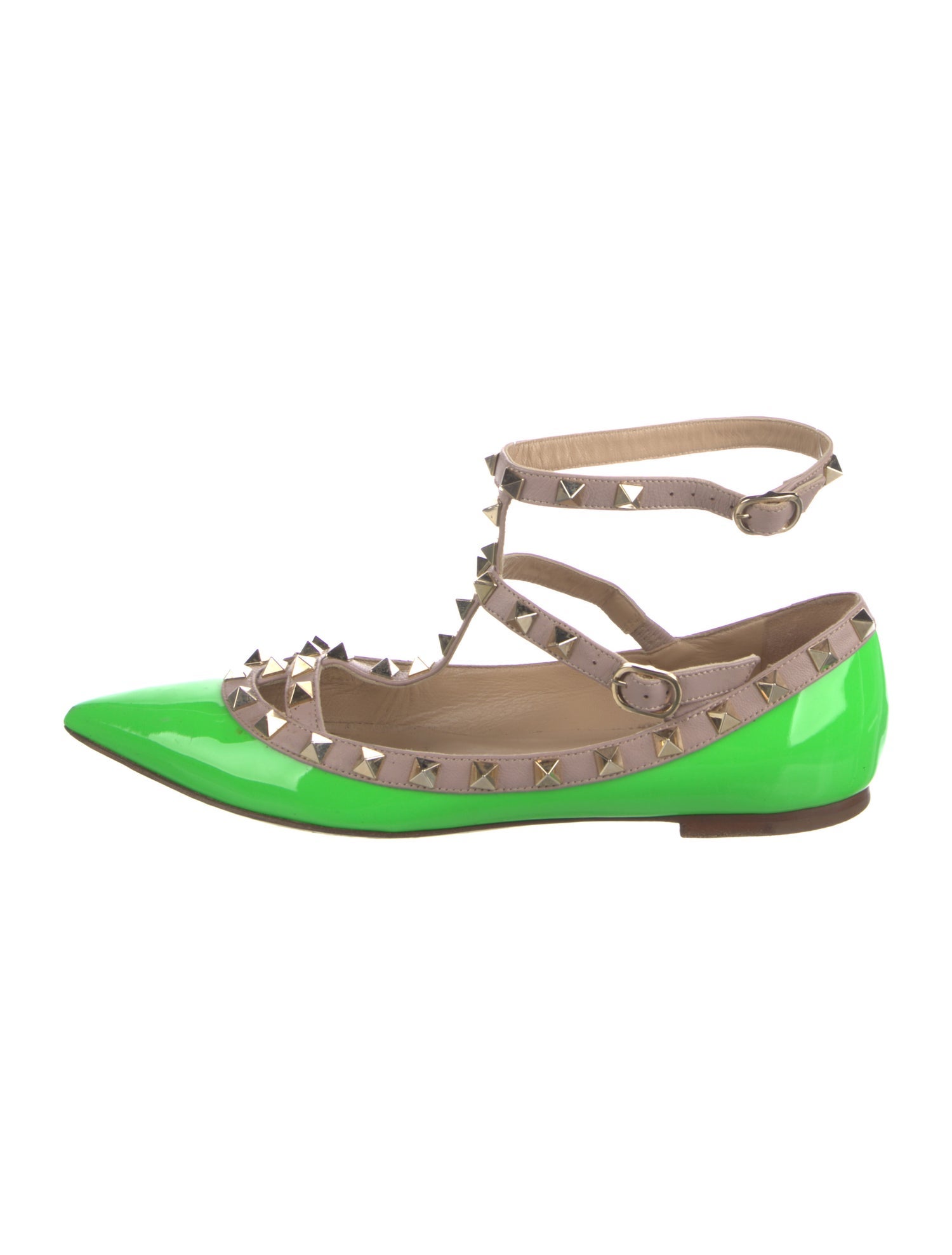 Valentino Rockstud Accents Patent Leather Flats