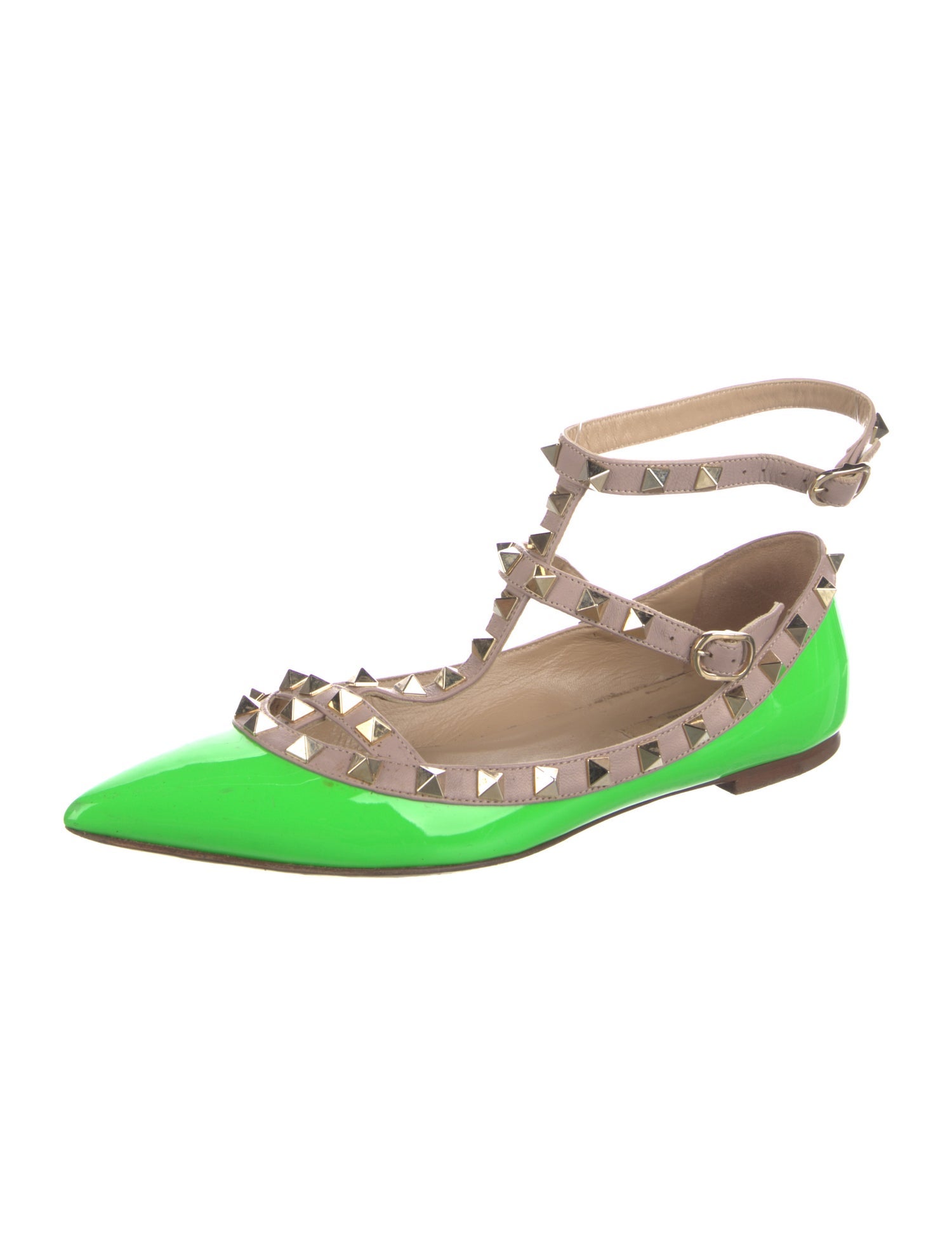 Valentino Rockstud Accents Patent Leather Flats