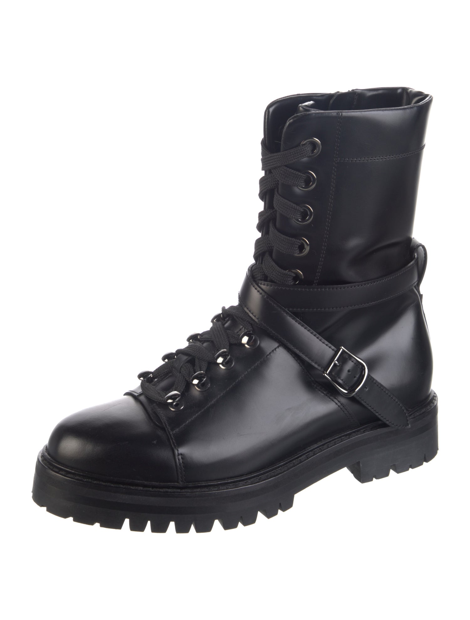 Valentino Rockstud Accents Leather Combat Boots