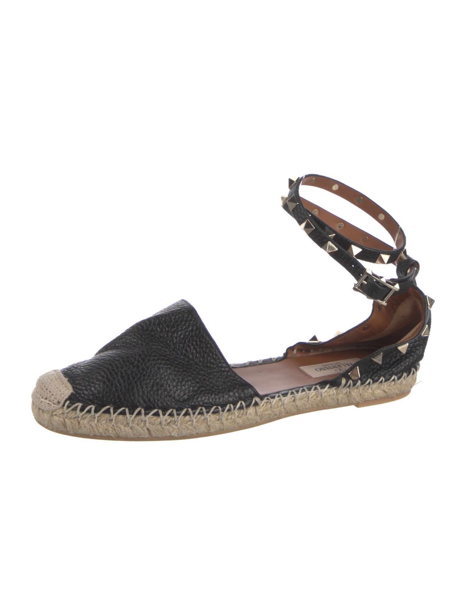 Valentino Rockstud Accents Leather Espadrilles