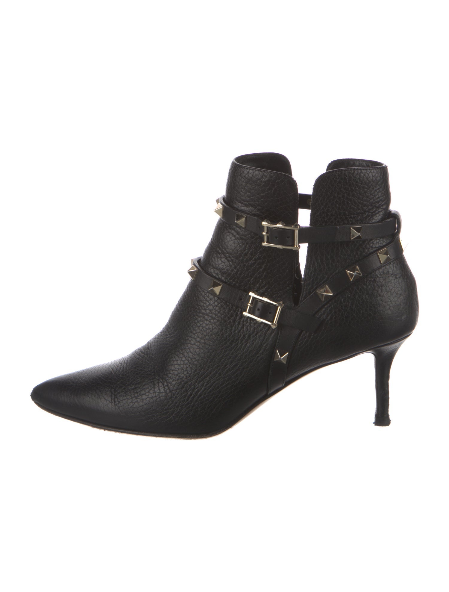 Valentino Rockstud Accents Leather Moto Boots