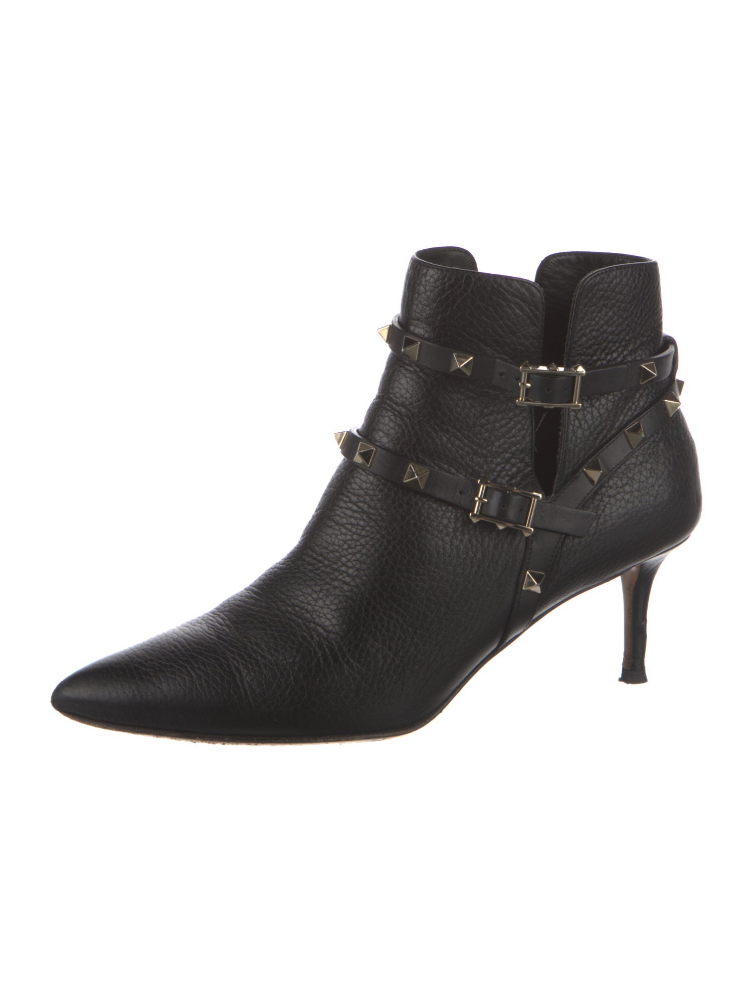 Valentino Rockstud Accents Leather Moto Boots