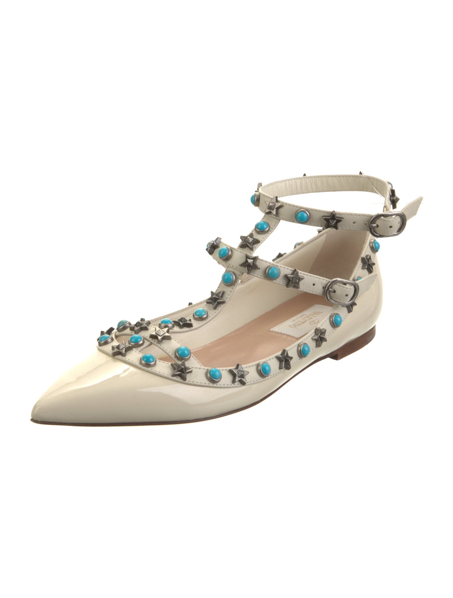 Valentino Rockstud Accents Patent Leather Flats