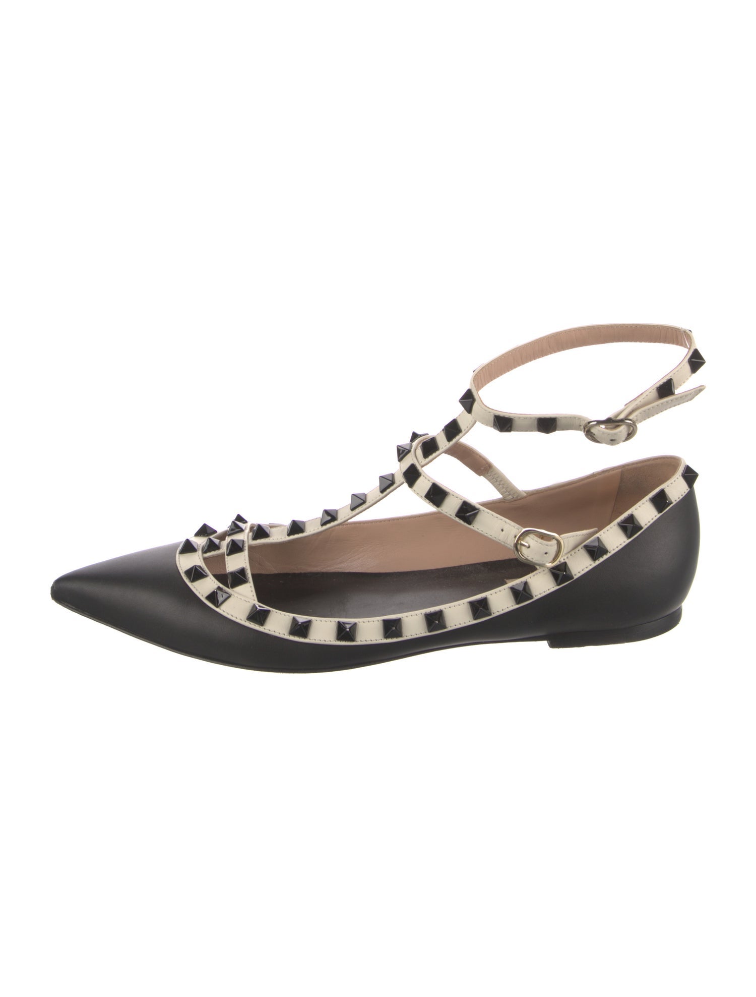 Valentino Rockstud Accents Leather Ballet Flats