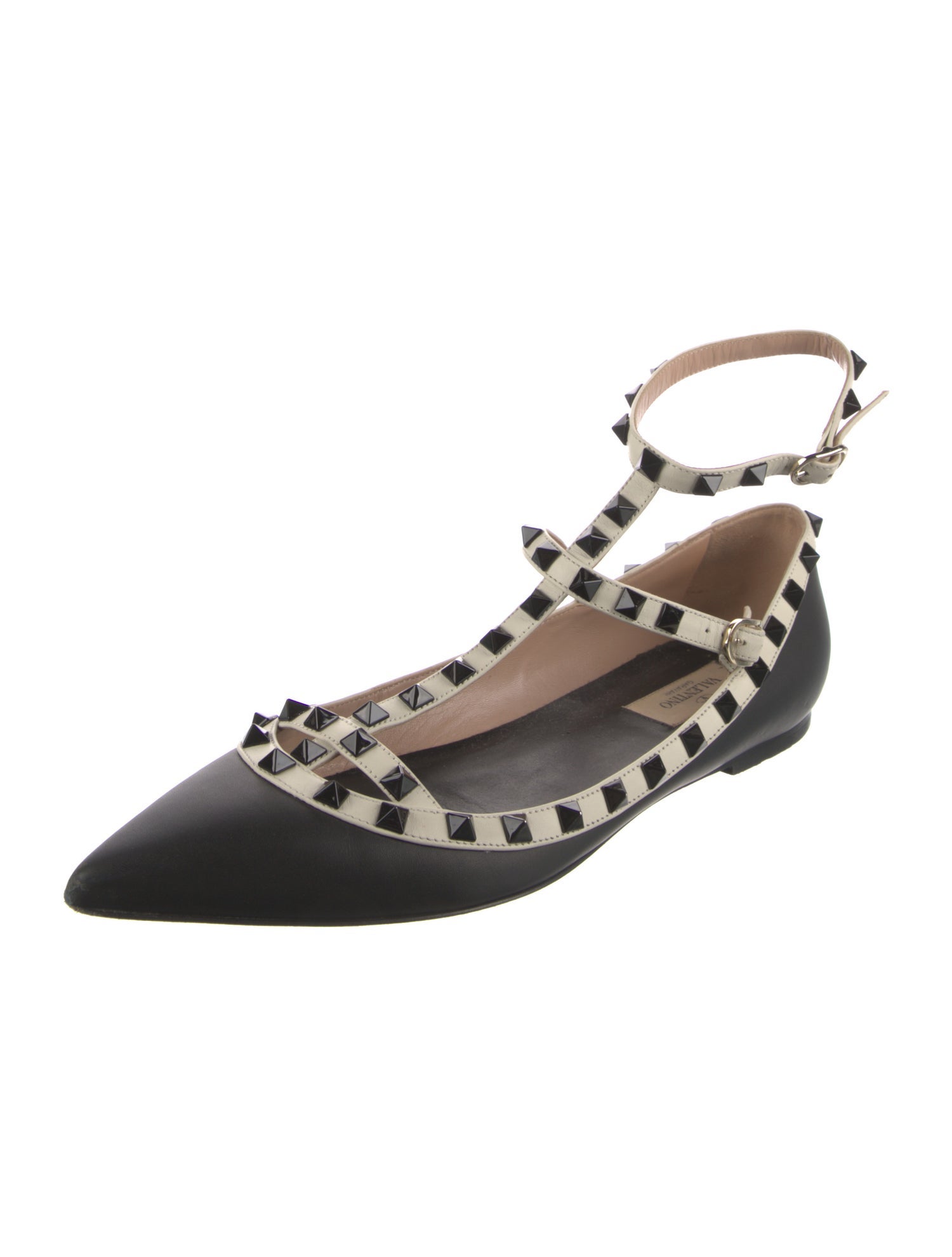 Valentino Rockstud Accents Leather Ballet Flats