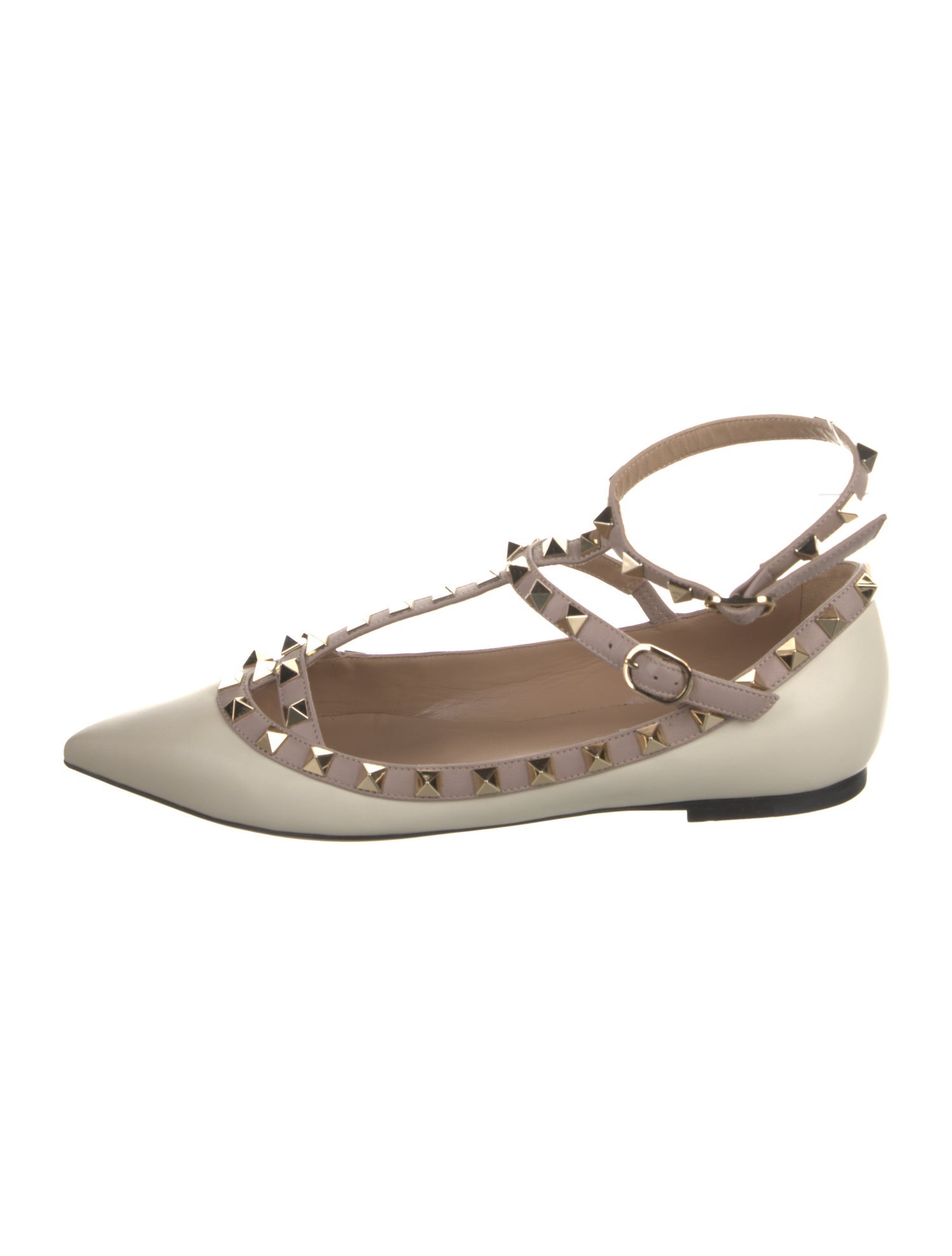 Valentino Rockstud Accents Leather Ballet Flats