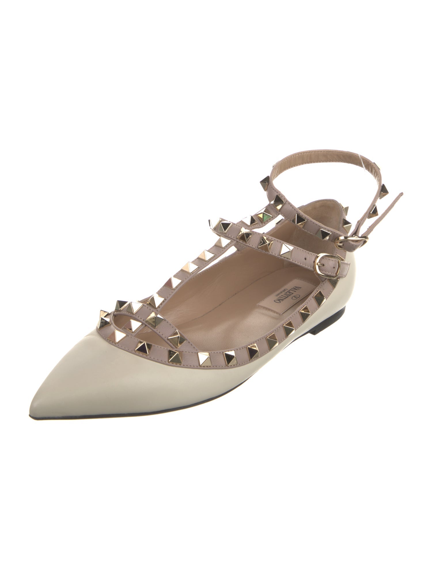 Valentino Rockstud Accents Leather Ballet Flats
