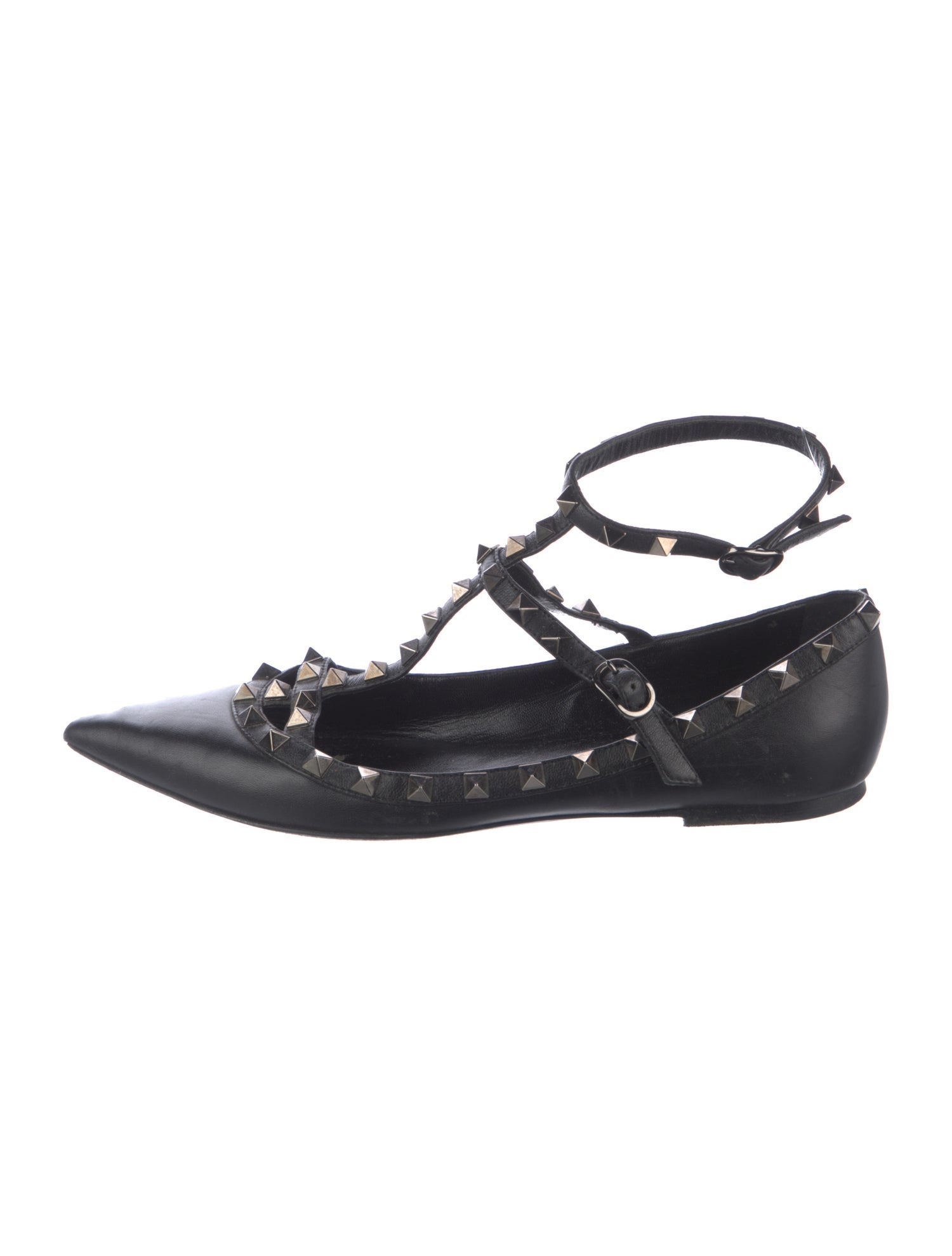Valentino Rockstud Accents Leather Ballet Flats