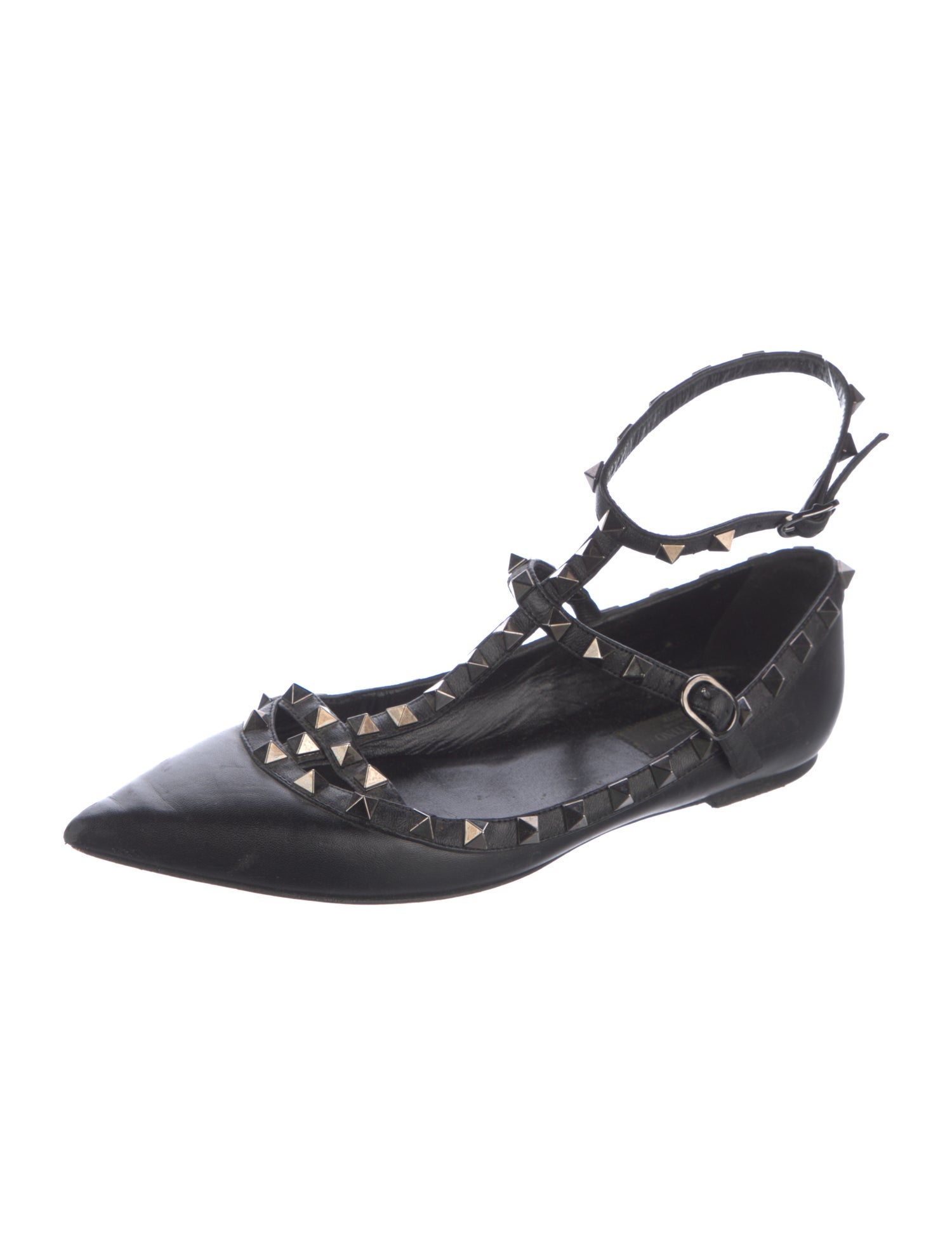 Valentino Rockstud Accents Leather Ballet Flats