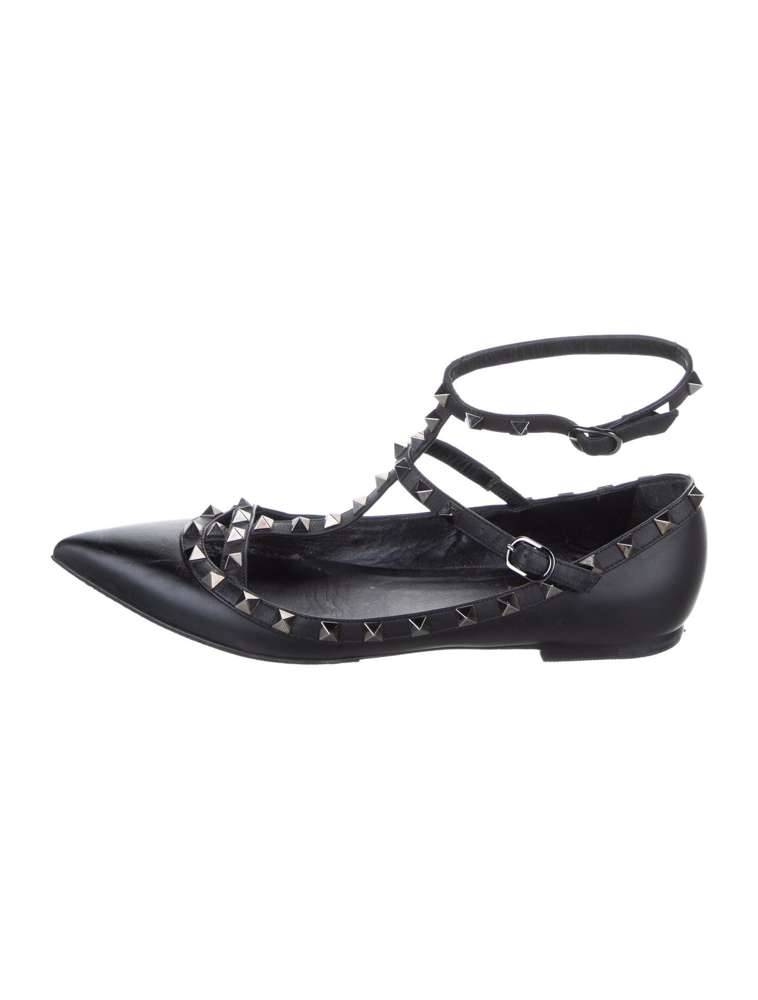 Valentino Rockstud Accents Leather Ballet Flats