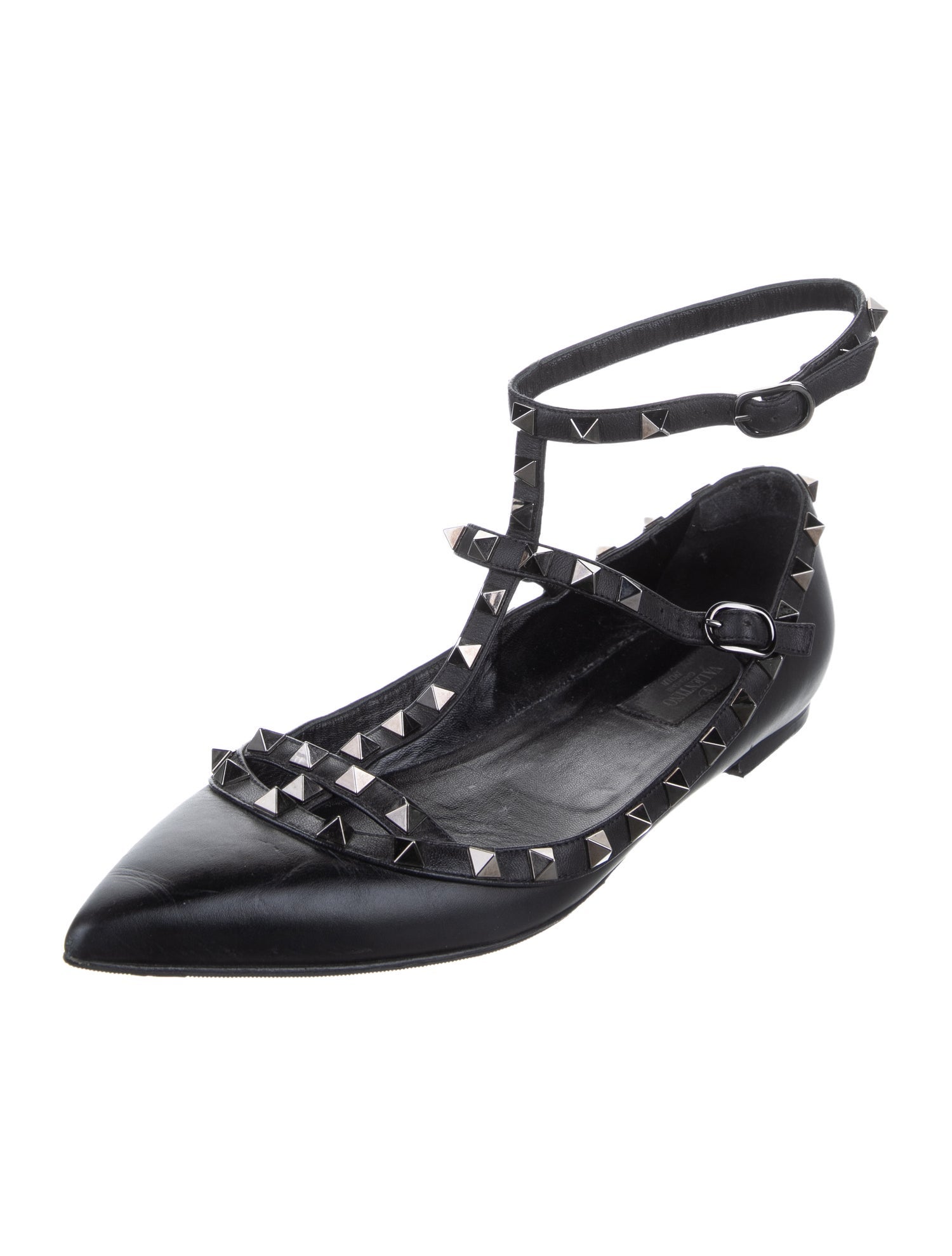 Valentino Rockstud Accents Leather Ballet Flats