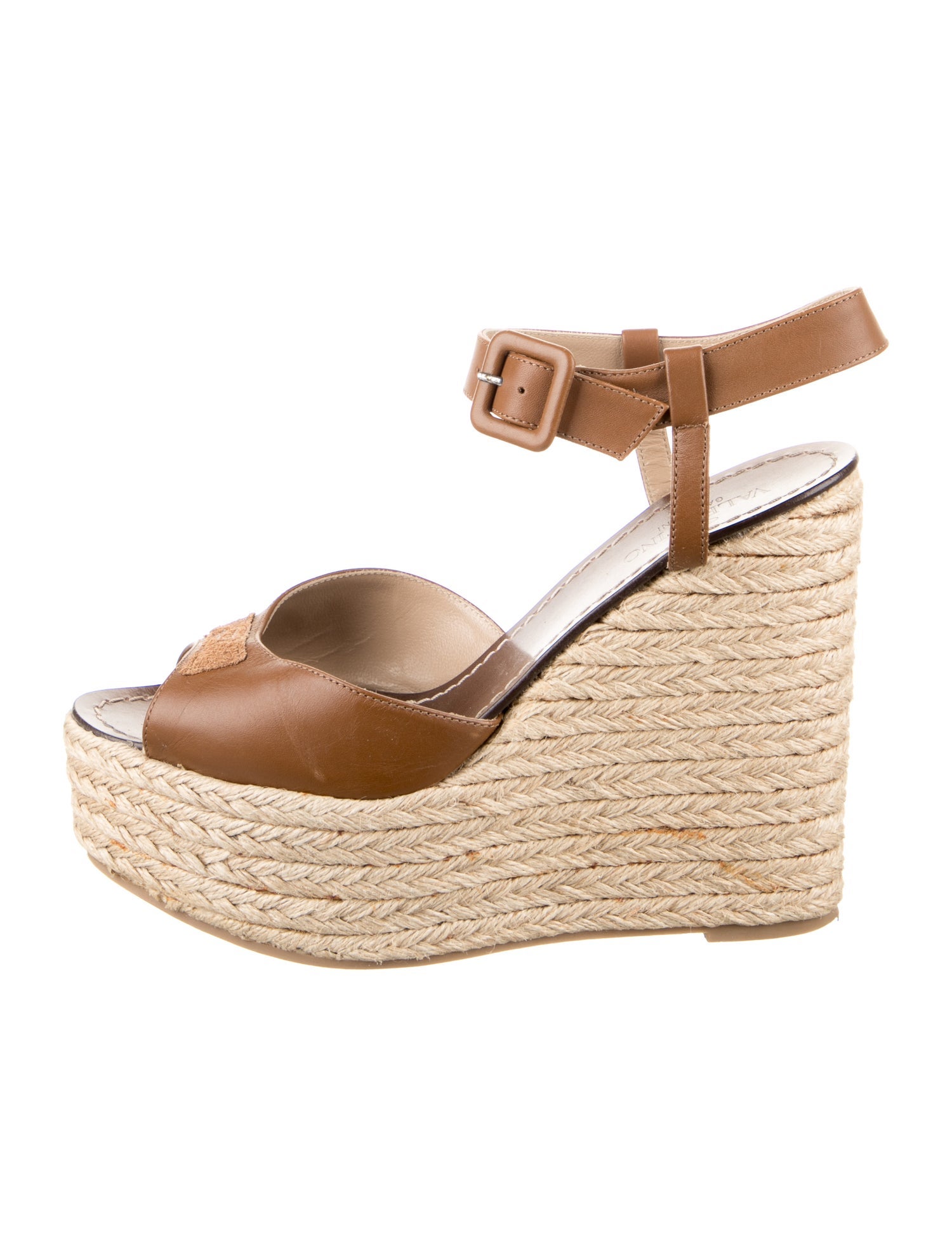 Valentino Rockstud Accents Leather Espadrilles