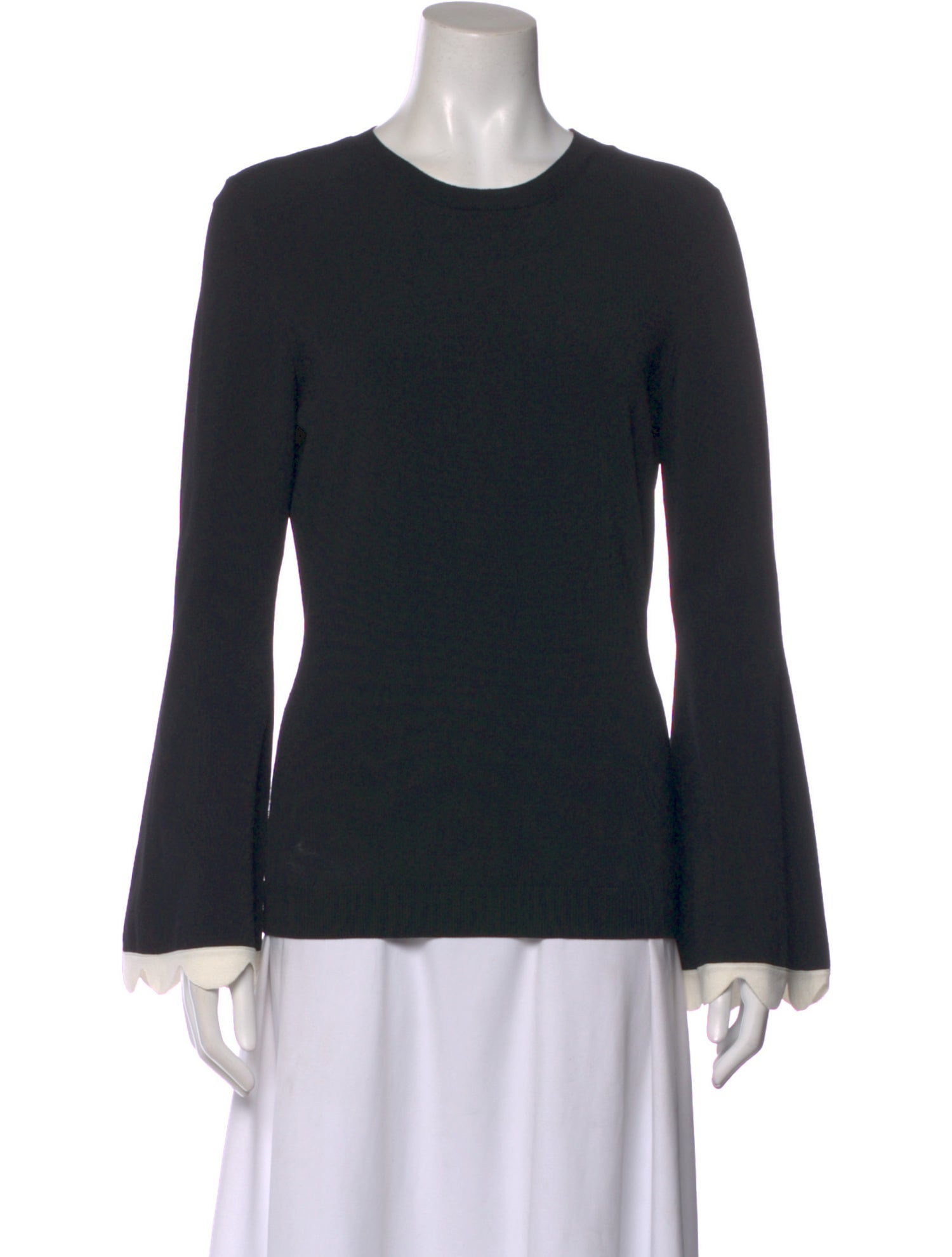 Valentino Crew Neck Long Sleeve Top - Black Tops, Clothing - VAL554287 ...