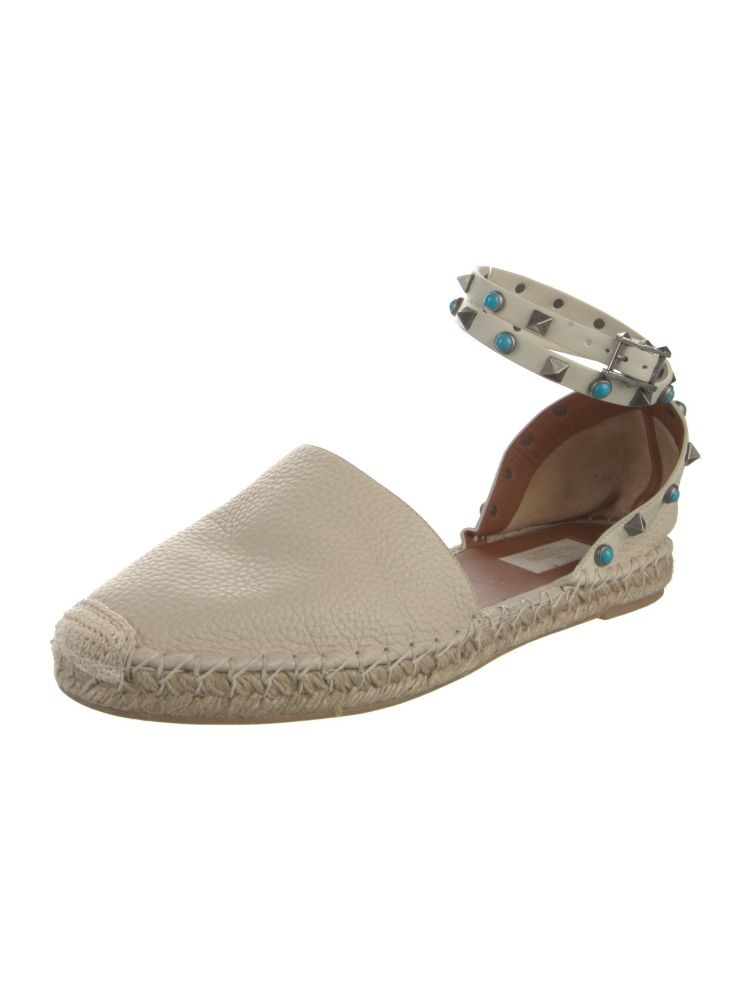 Valentino Rockstud Accents Leather D'Orsay Flats