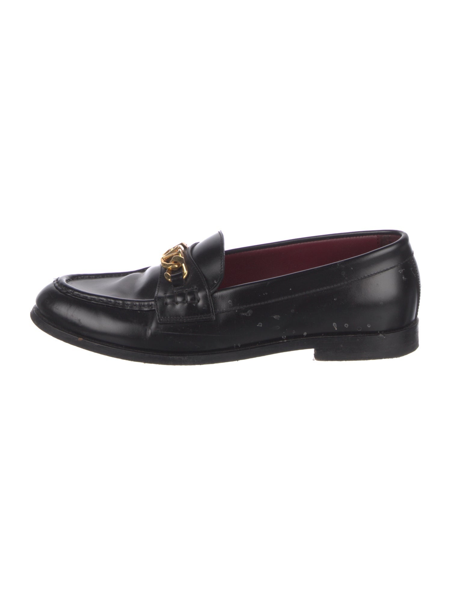 Valentino Leather Chain-Link Accents Loafers