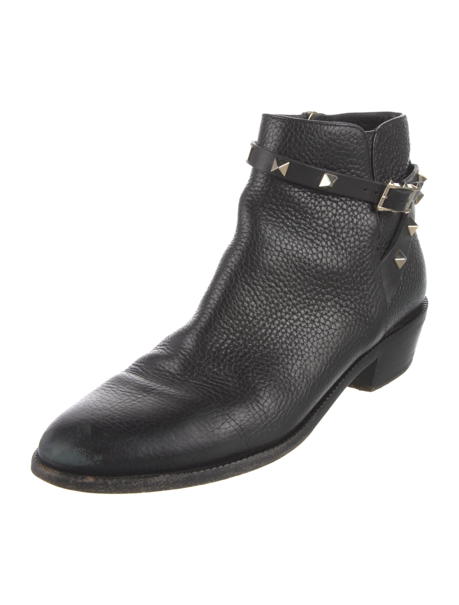 Valentino Rockstud Accents Leather Moto Boots