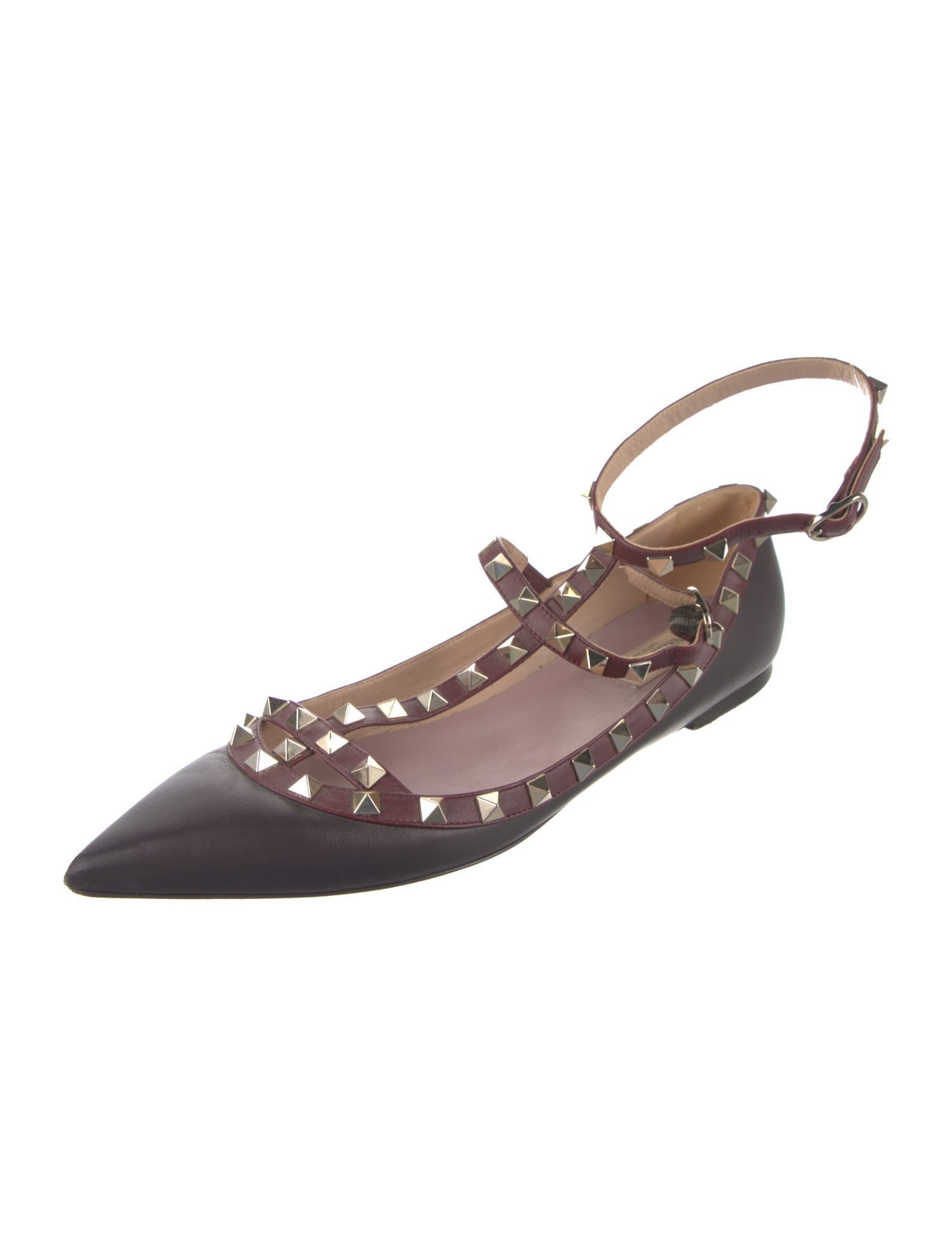 Valentino Rockstud Accents Leather Ballet Flats