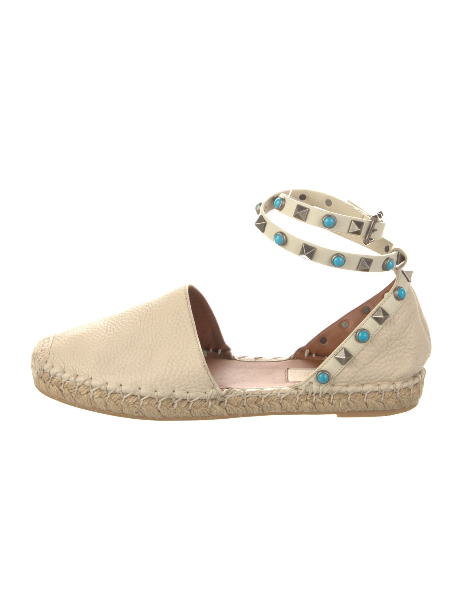 Valentino Rockstud Accents Leather Espadrilles