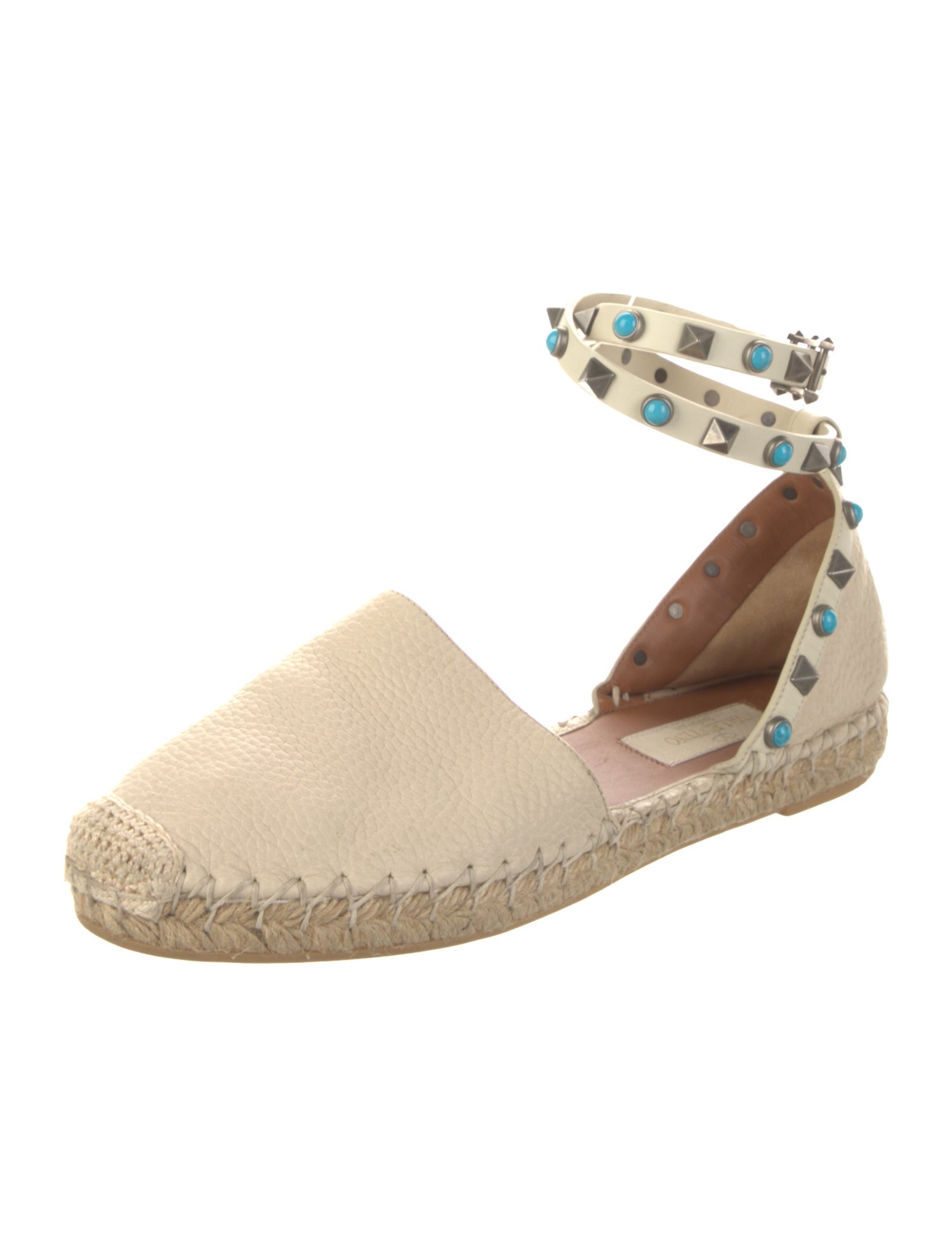 Valentino Rockstud Accents Leather Espadrilles