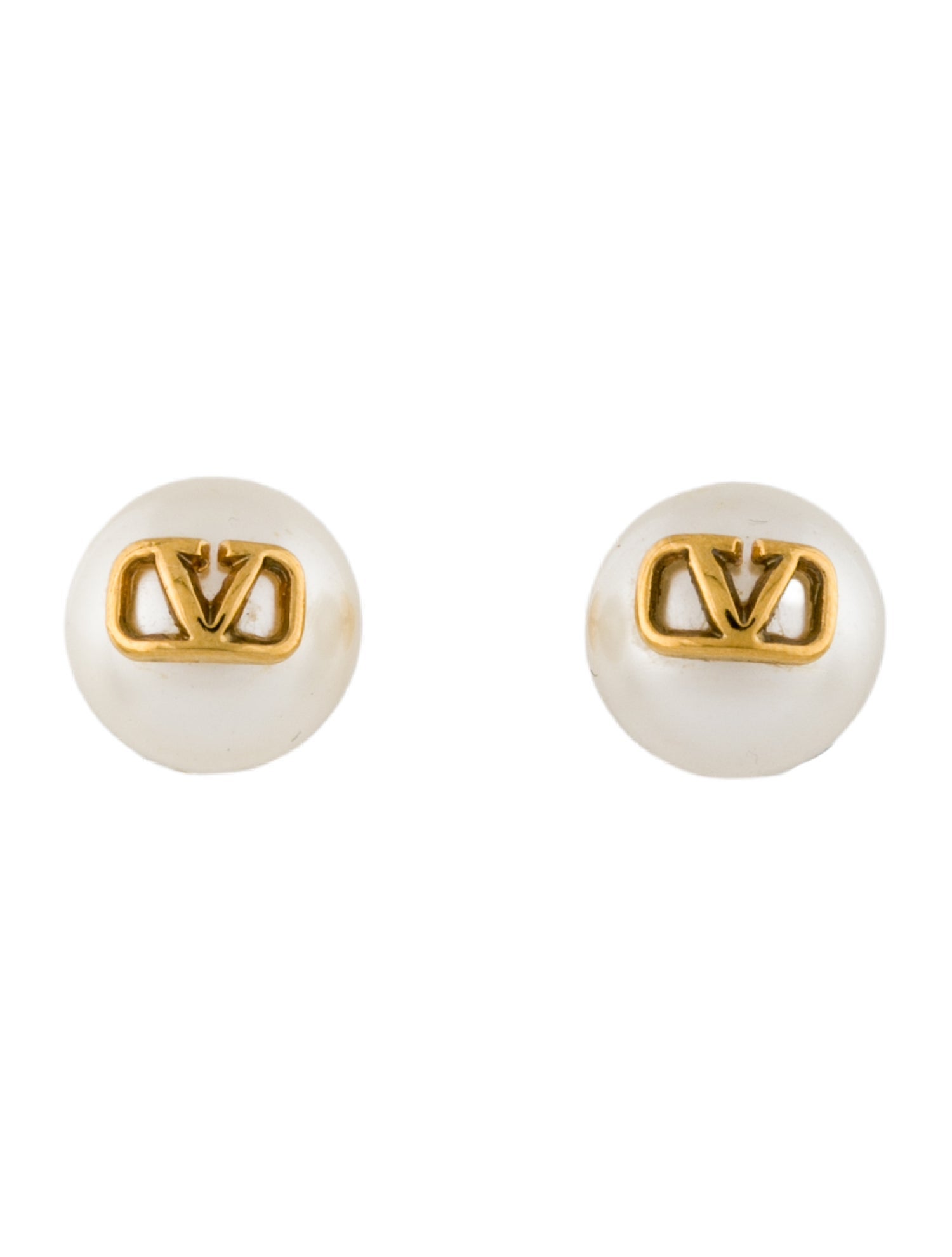 Valentino Faux Pearl VLogo Signature Stud Earrings