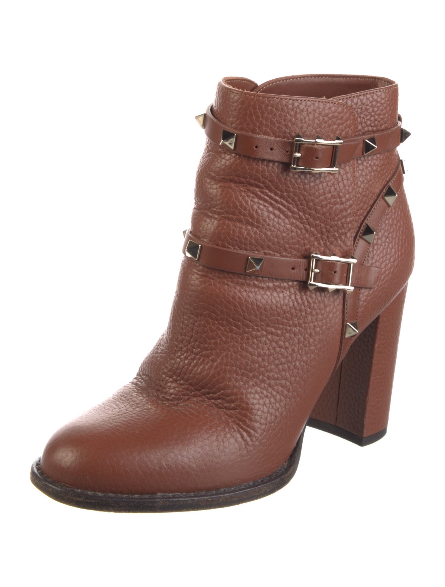Valentino Rockstud Accents Leather Moto Boots