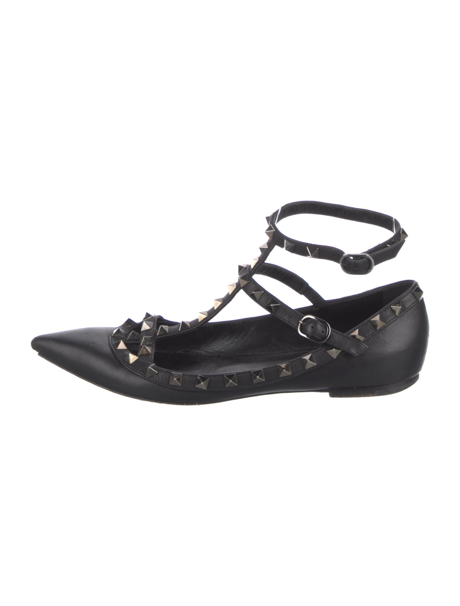 Valentino Rockstud Accents Leather Ballet Flats