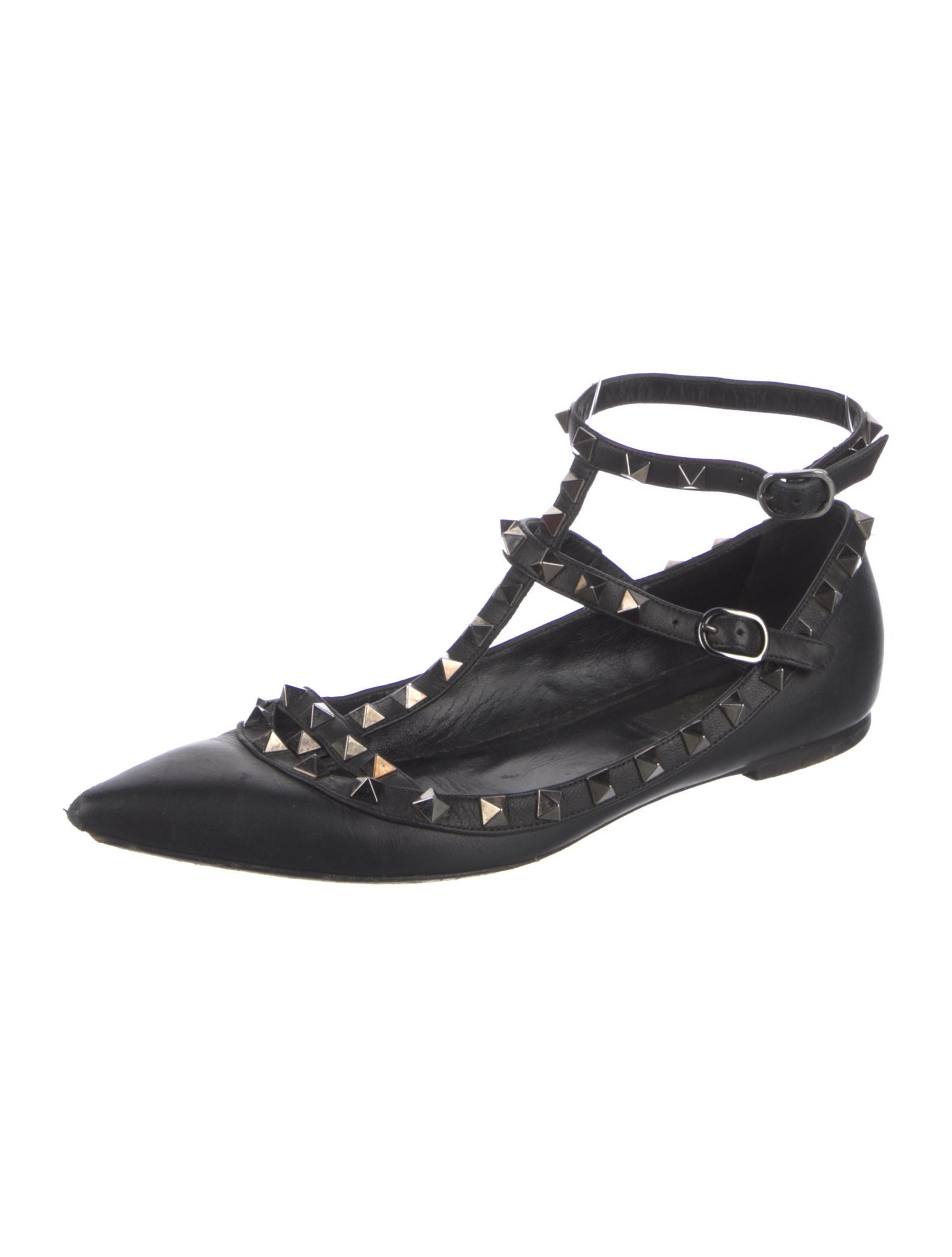 Valentino Rockstud Accents Leather Ballet Flats