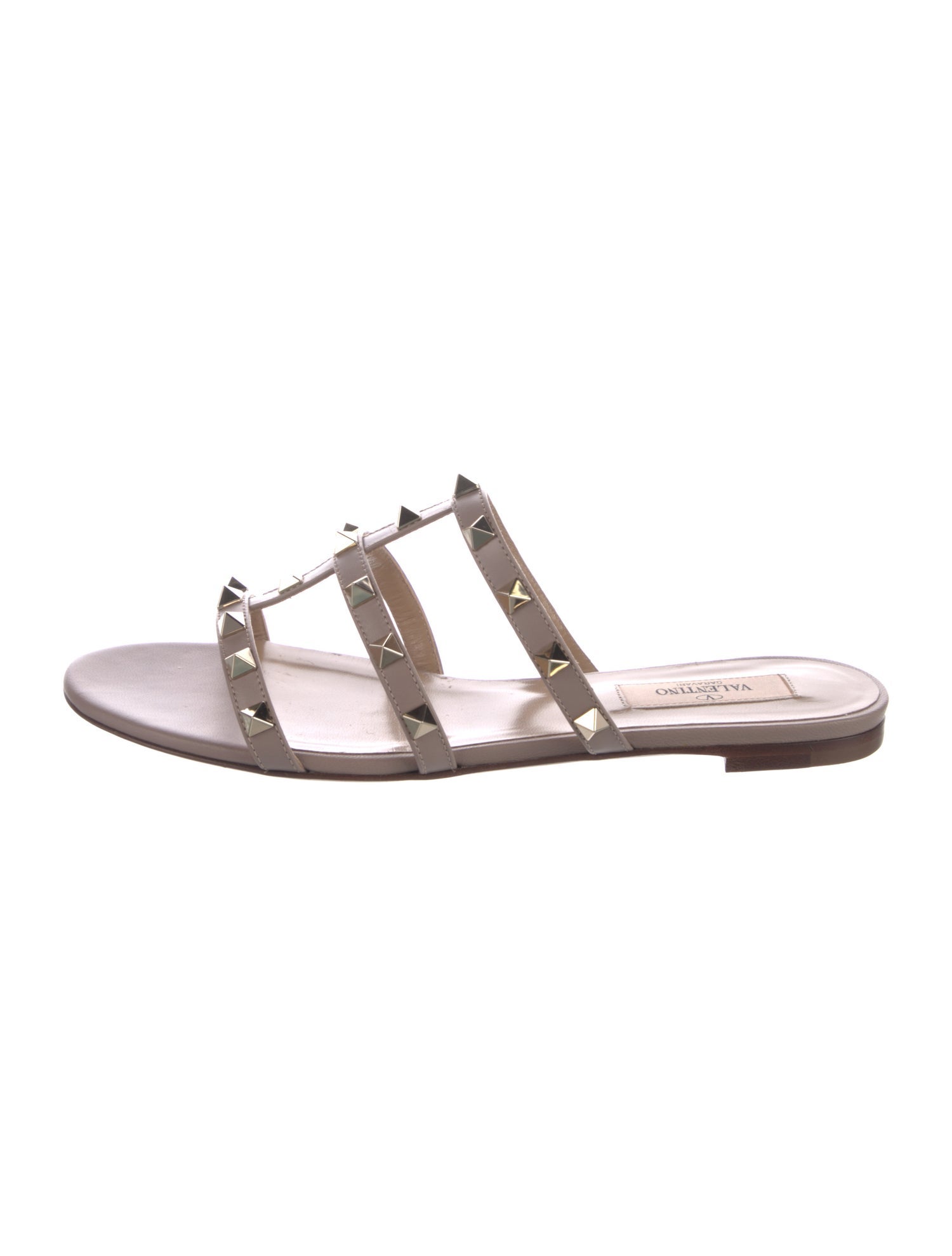 Valentino Rockstud Accents Leather Slides