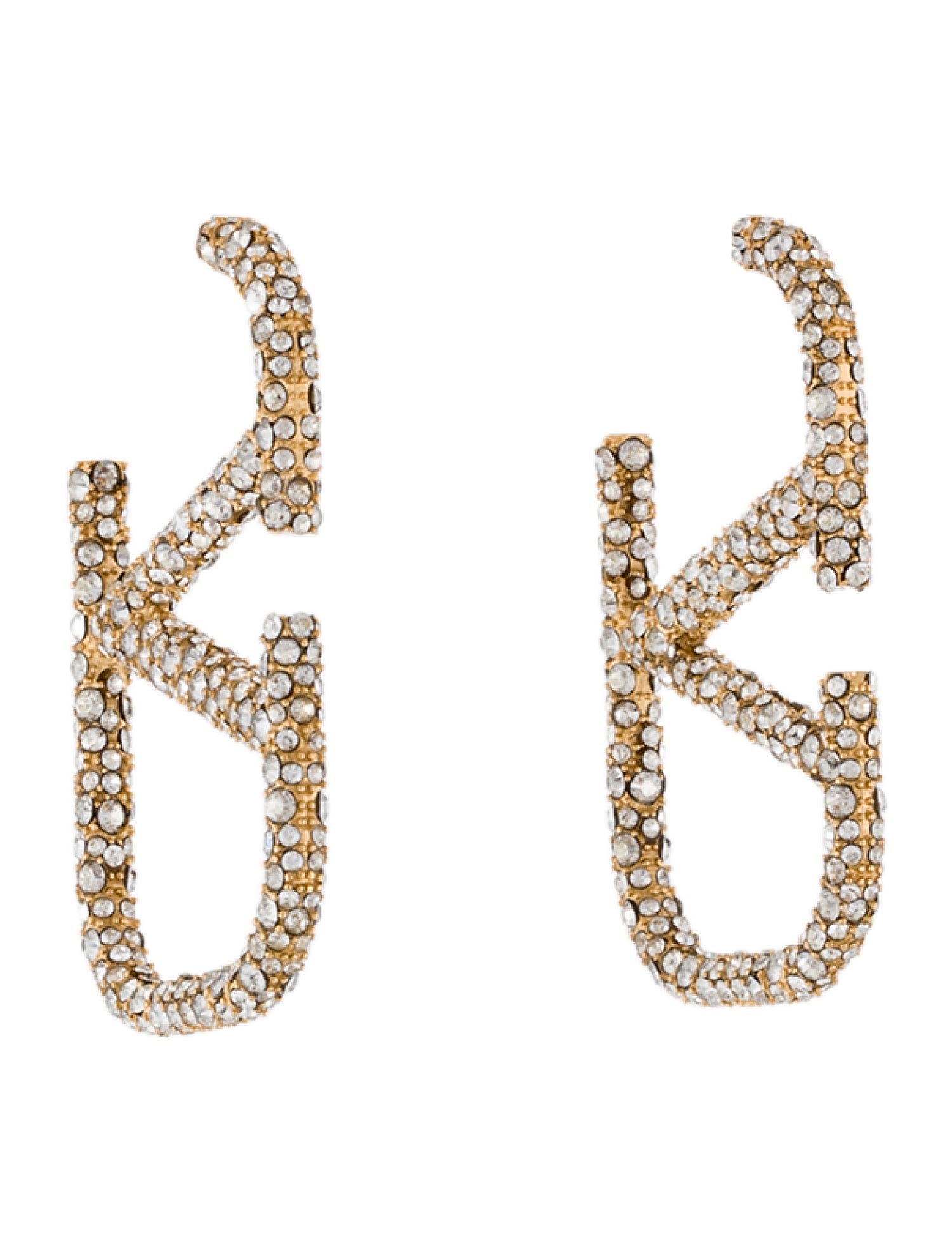 Valentino Crystal VLogo Signature Drop Earrings