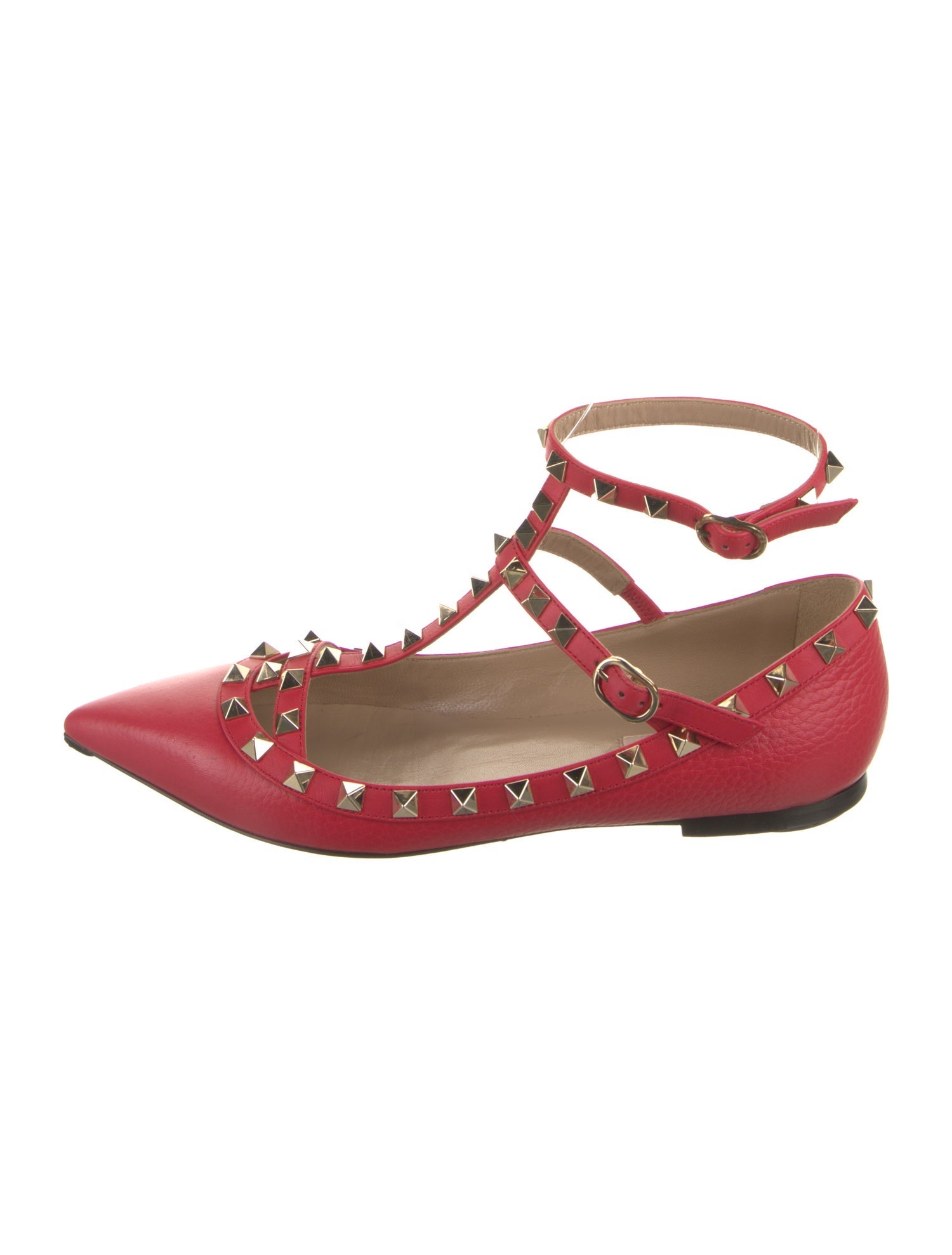 Valentino Rockstud Accents Leather Ballet Flats