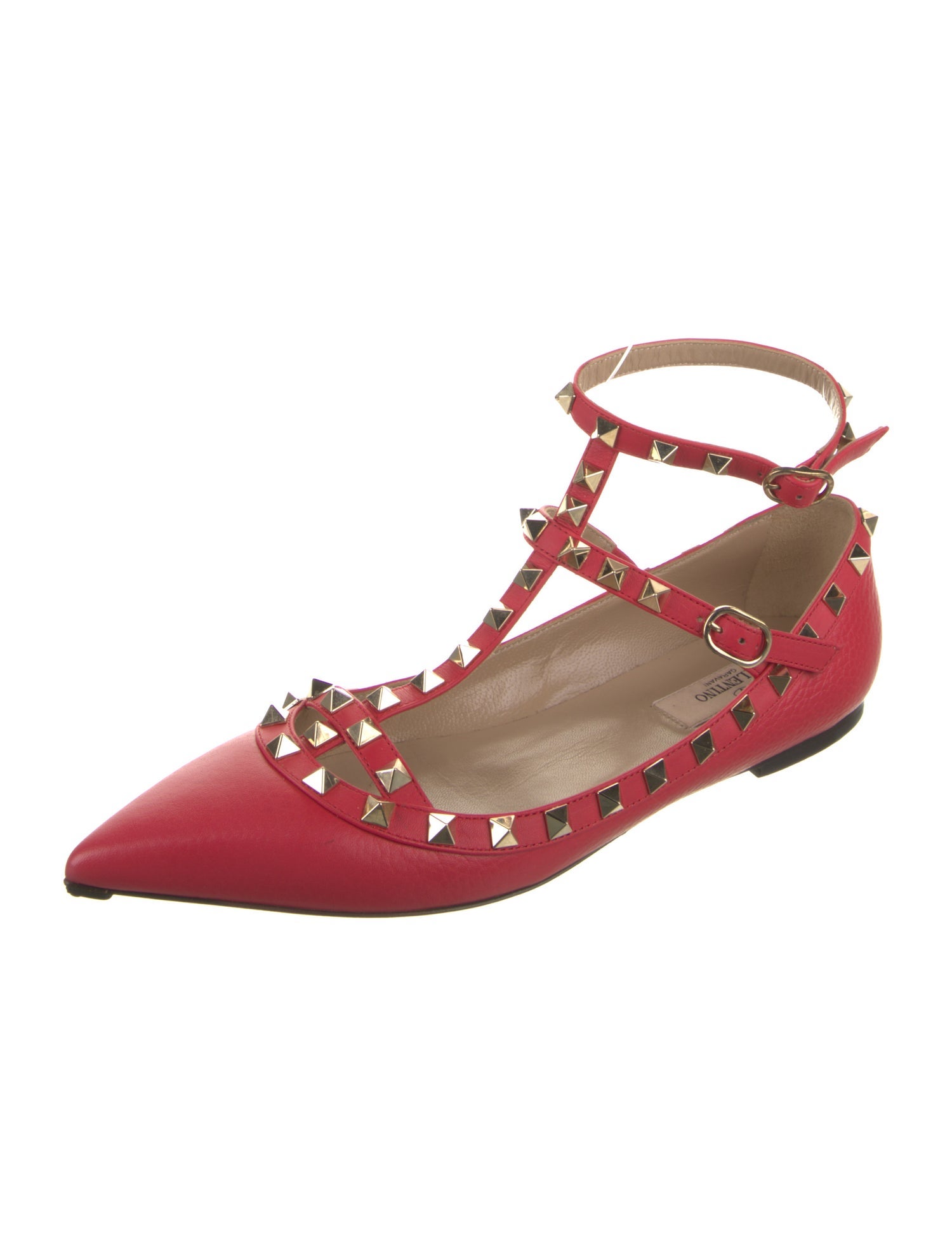 Valentino Rockstud Accents Leather Ballet Flats