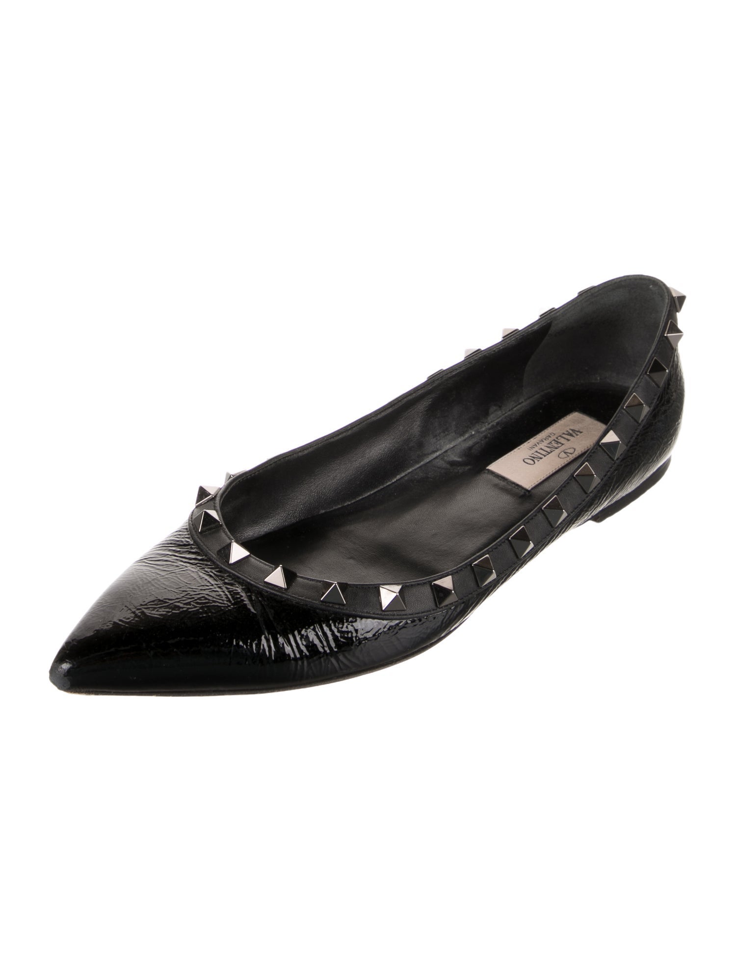 Valentino Rockstud Accents Patent Leather Ballet Flats