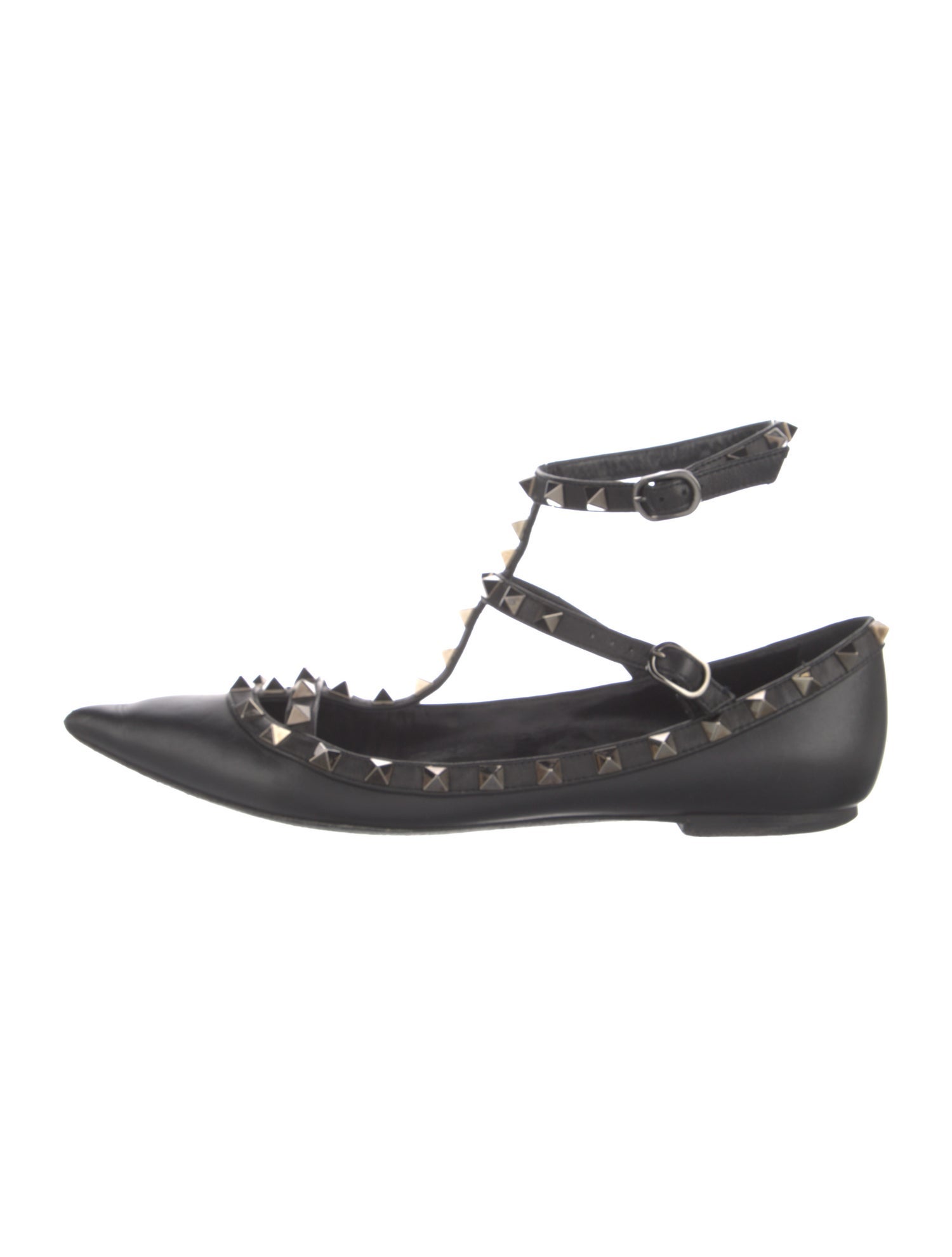 Valentino Rockstud Accents Leather Flats