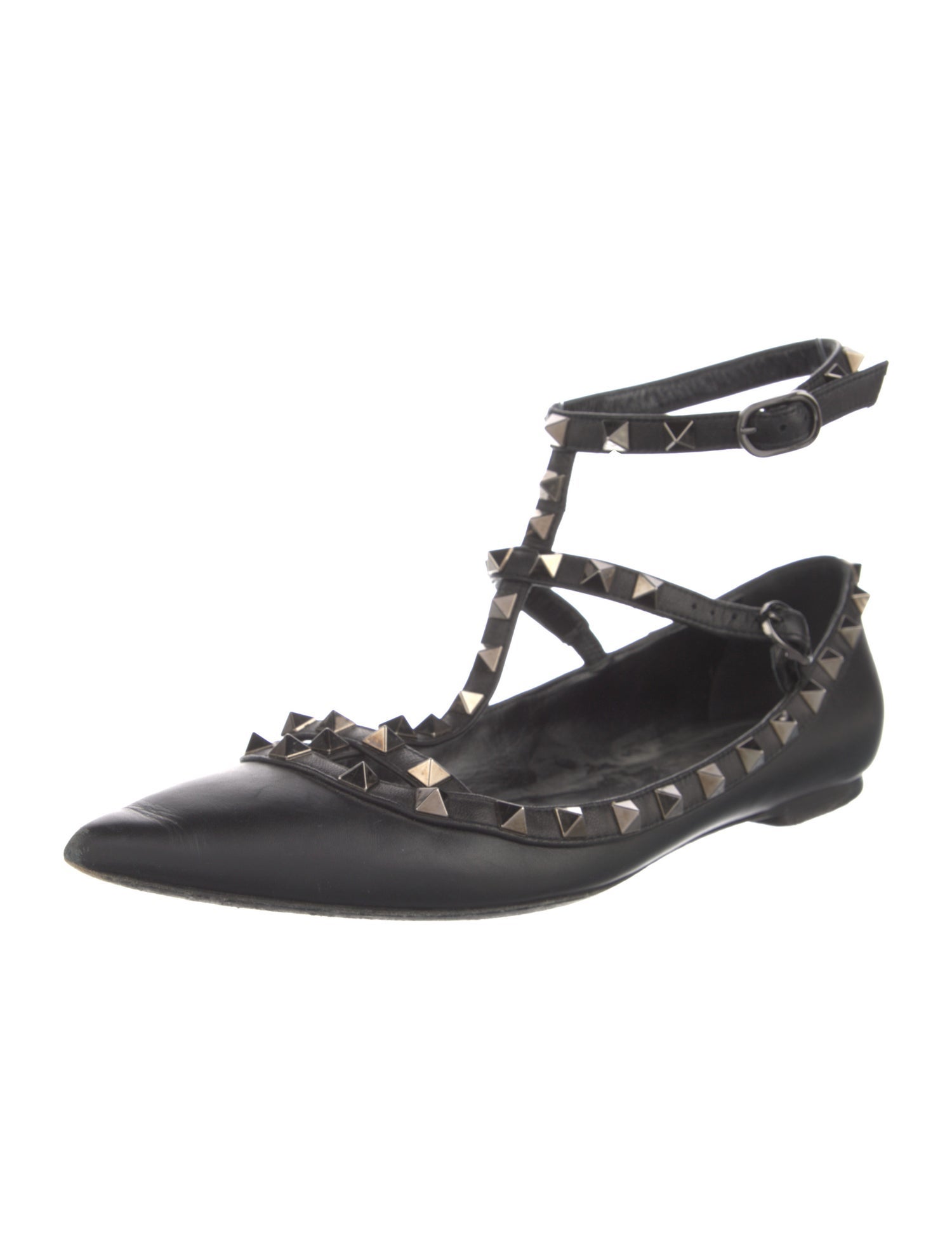 Valentino Rockstud Accents Leather Flats