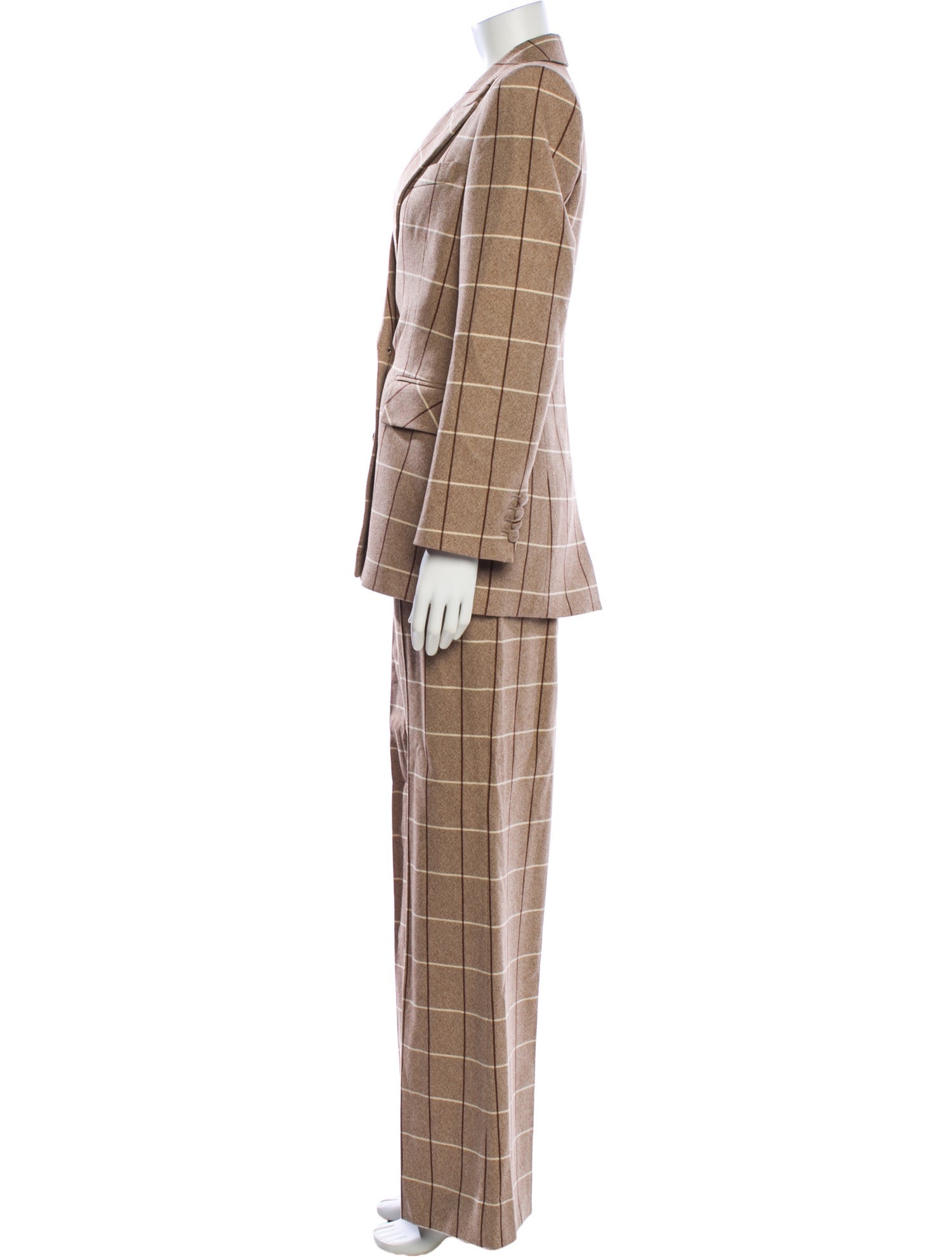 Valentino Virgin Wool Plaid Print Pantsuit