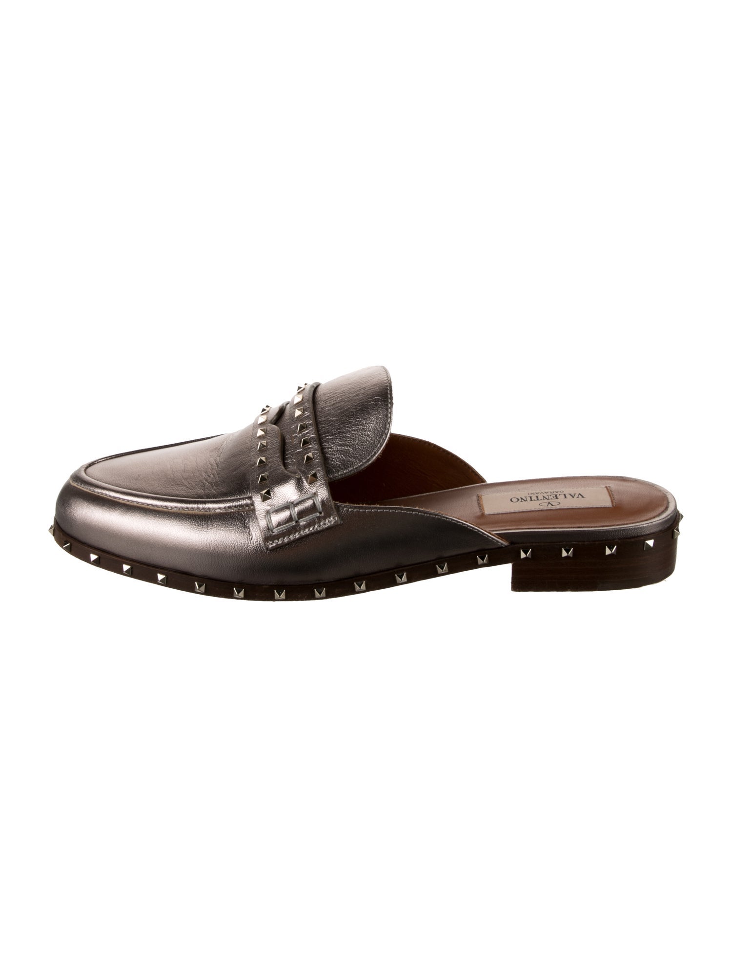 Valentino Rockstud Accents Leather Mules