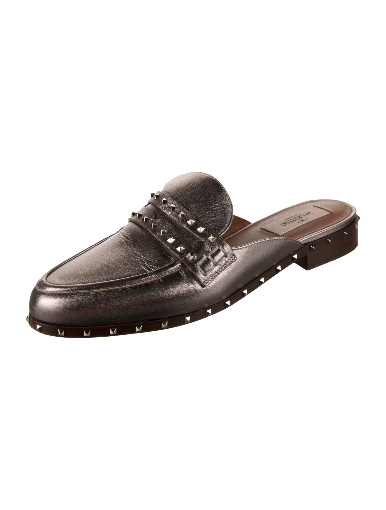 Valentino Rockstud Accents Leather Mules