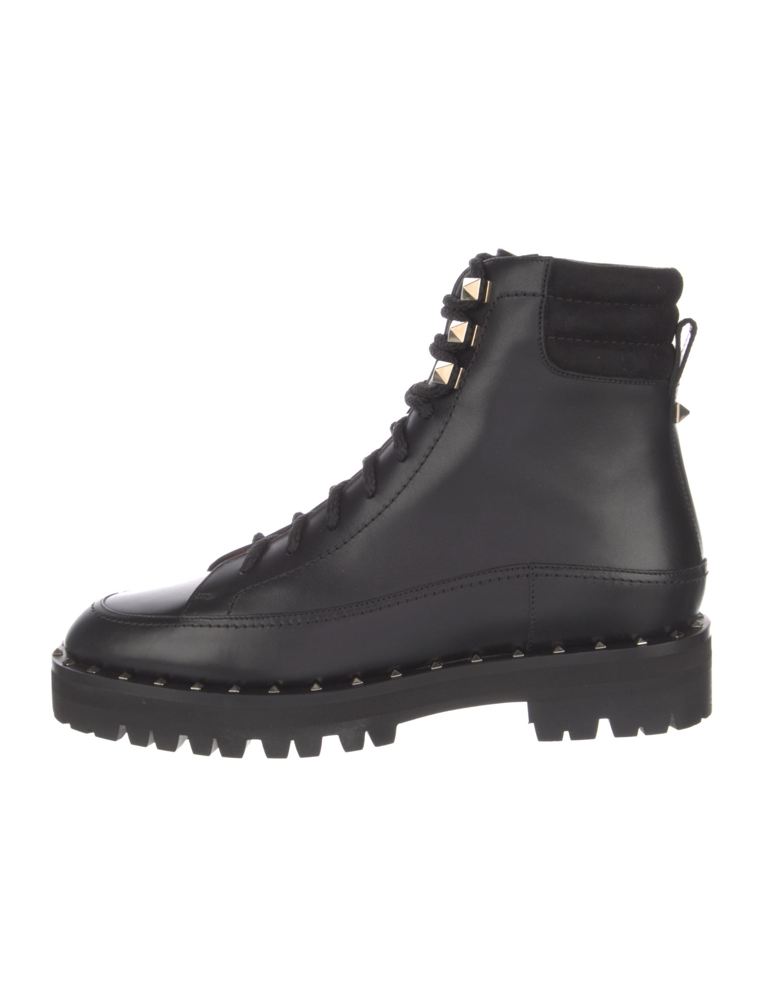Valentino Rockstud Accents Leather Combat Boots